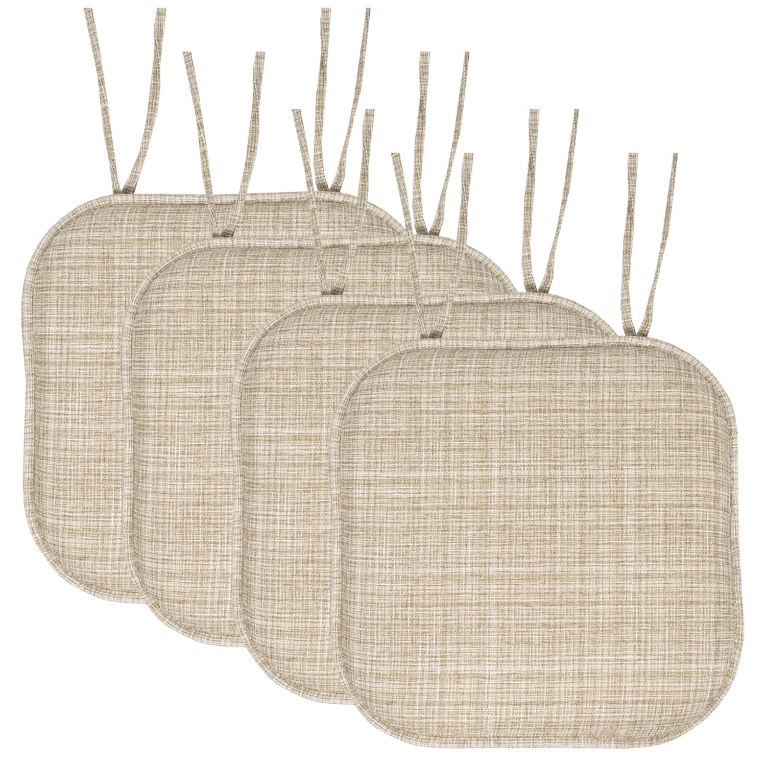Aria Memory Foam Non-Slip Chair Cushion Pad with Ties 4 Pack - Multi Beige