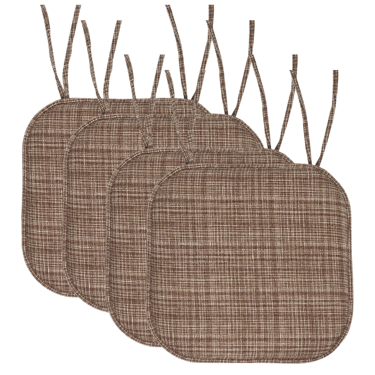Aria Memory Foam Non-Slip Chair Cushion Pad with Ties 4 Pack - Multi Dark Brown