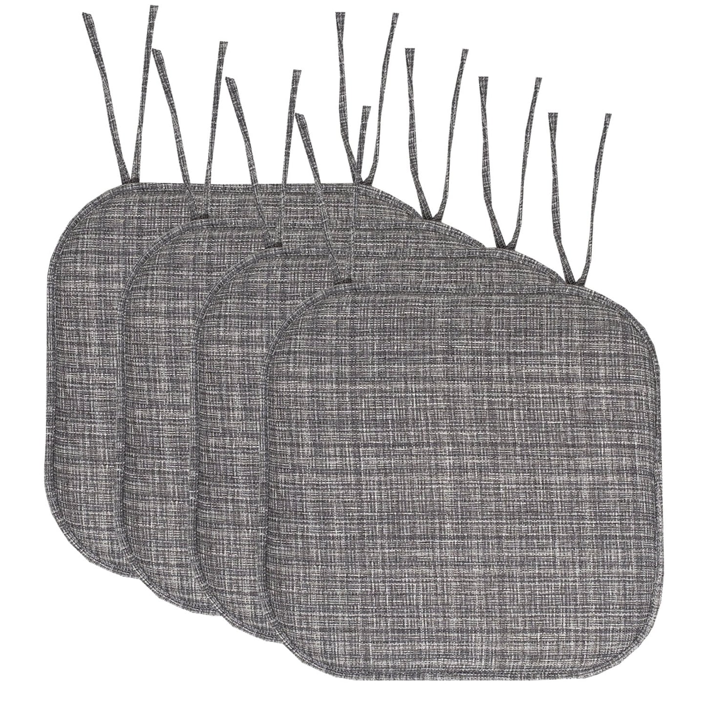 Aria Memory Foam Non-Slip Chair Cushion Pad with Ties 4 Pack - Multi Gray