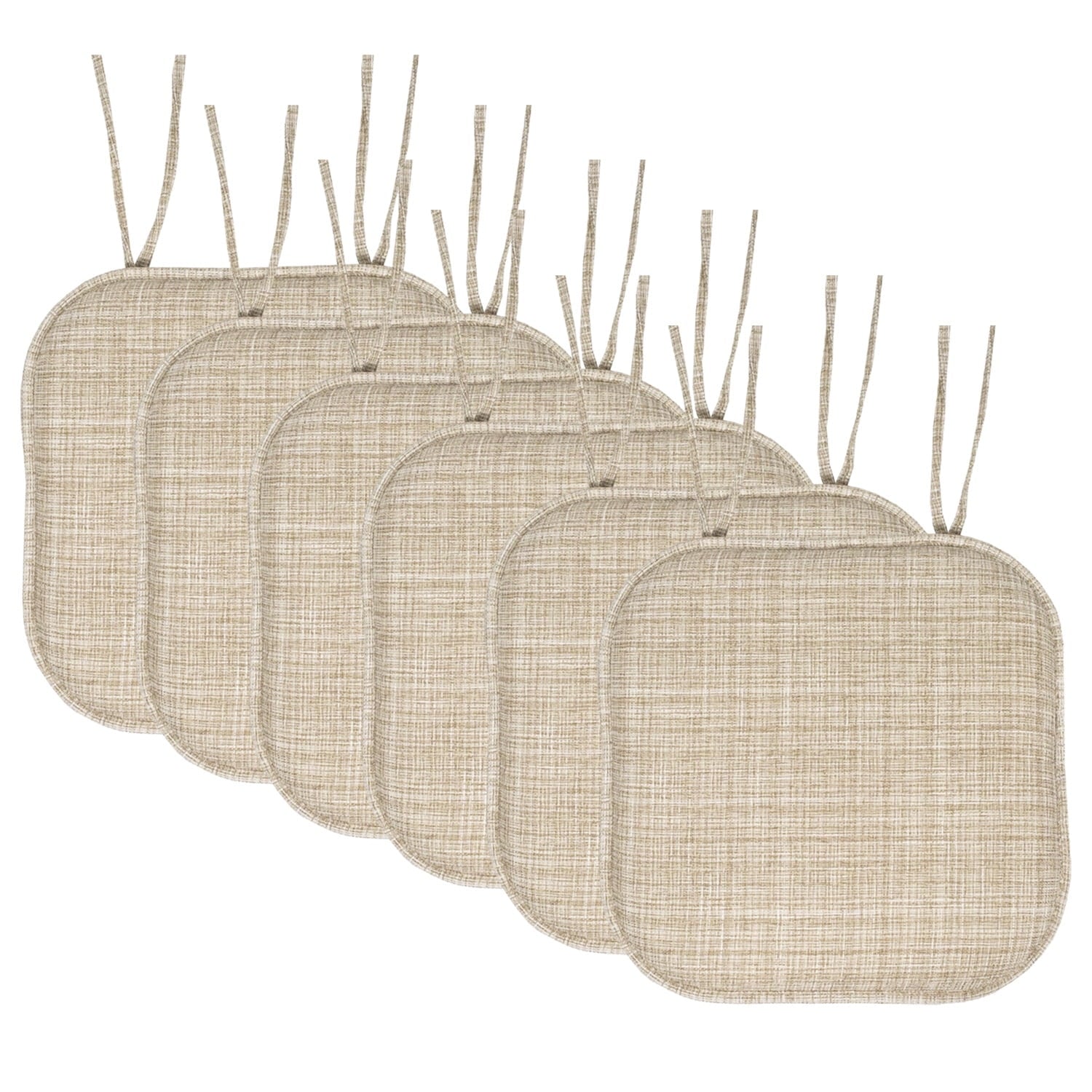 Aria Memory Foam Non-Slip Chair Cushion Pad with Ties 6 Pack - Multi Beige