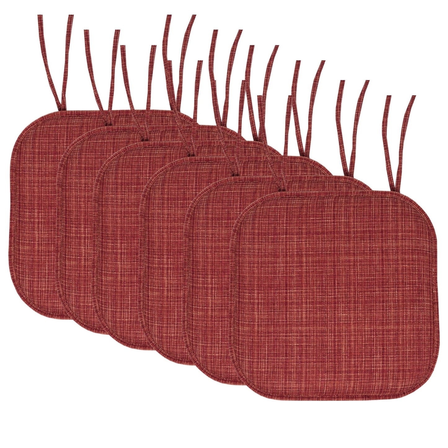 Aria Memory Foam Non-Slip Chair Cushion Pad with Ties 6 Pack - Multi Burgundy