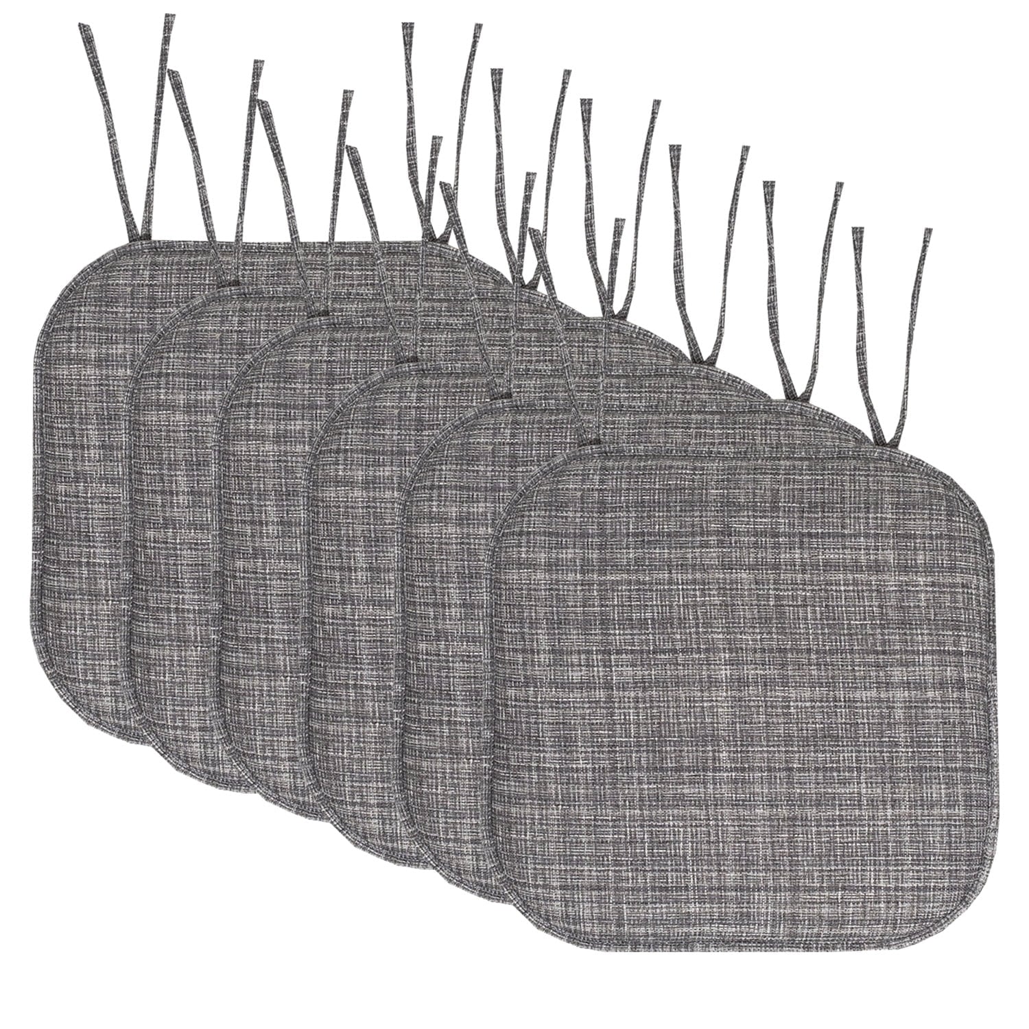 Aria Memory Foam Non-Slip Chair Cushion Pad with Ties 6 Pack - Multi Gray