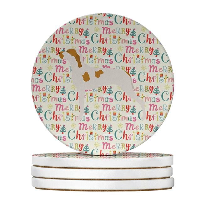 Ariege Pointer Merry Christmas Large Sandstone Coasters Pack of 4 4 in x 4 in