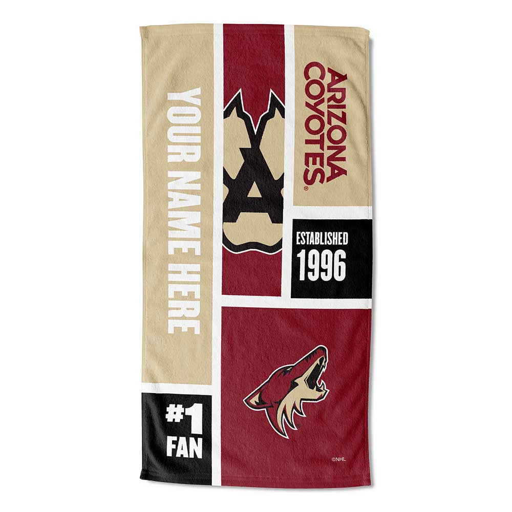 Arizona Coyotes NHL Colorblock Personalized Beach Towel, 30" x 60"