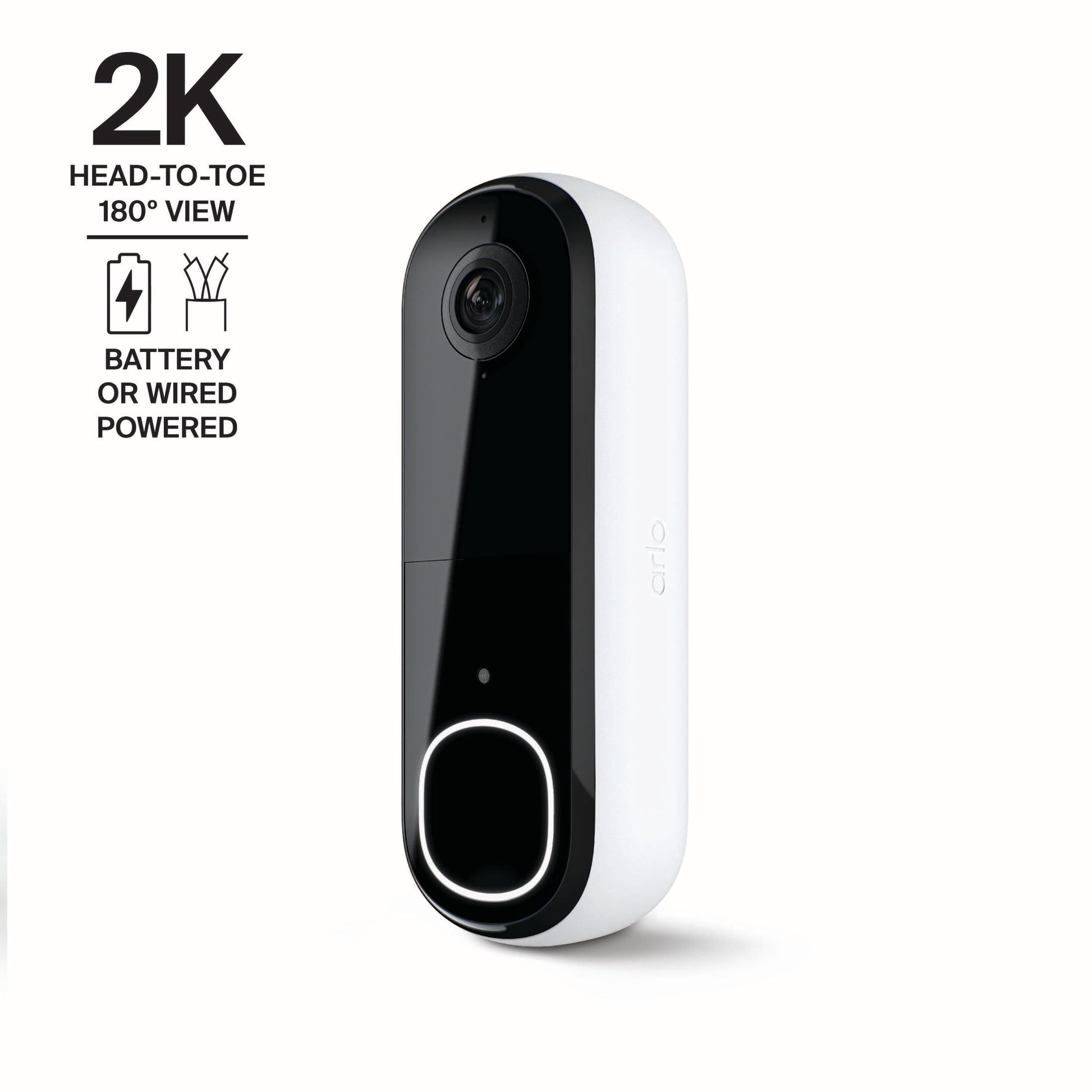 Arlo Video Doorbell 2K (2nd Gen) - 2K Battery/Wired Doorbell & Security Camera, Google Home & Alexa Compatible