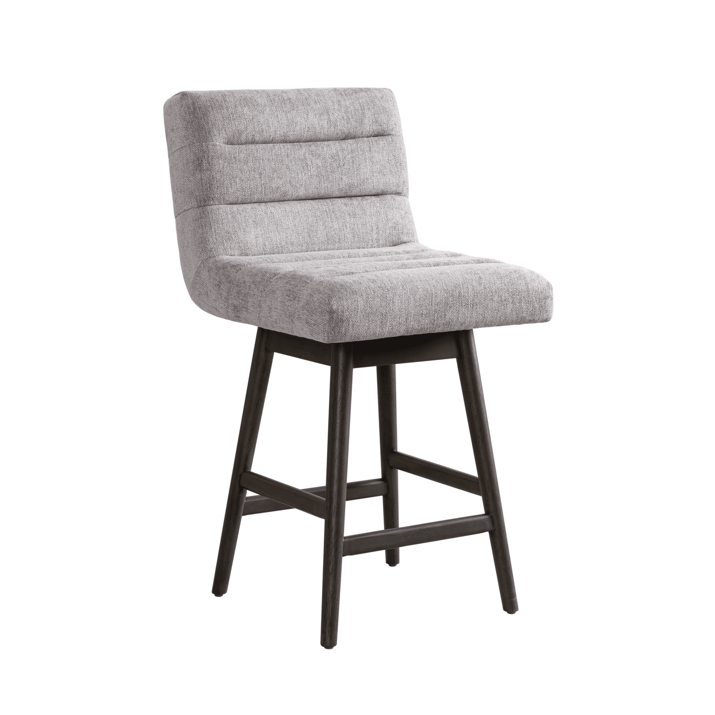 Armen Living Elias Gray Solid Wood Upholstered 26" Counter Height Swivel Barstool with Gray Fabric Seat