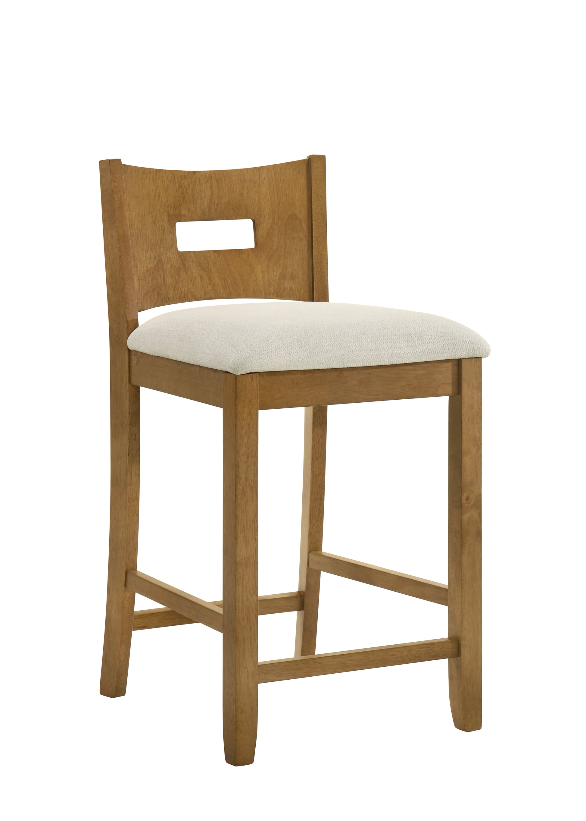Armen living Ren 26 in. Amber Glow Counter Height Rubberwood Barstool with Ivory Fabric Seat