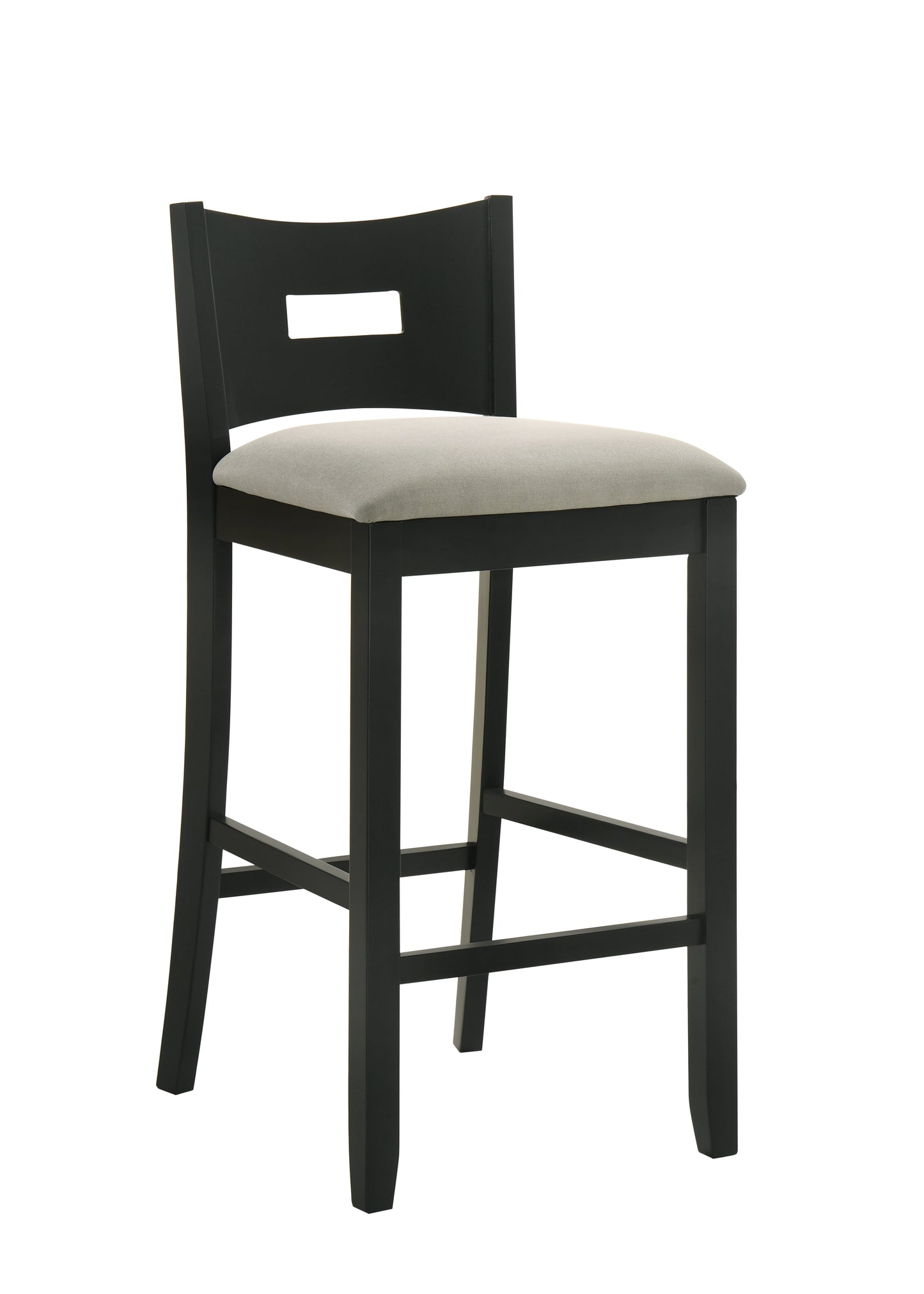 Armen living Ren 26 in. Matte Black Counter Height Rubberwood Barstool with Fog Fabric Seat