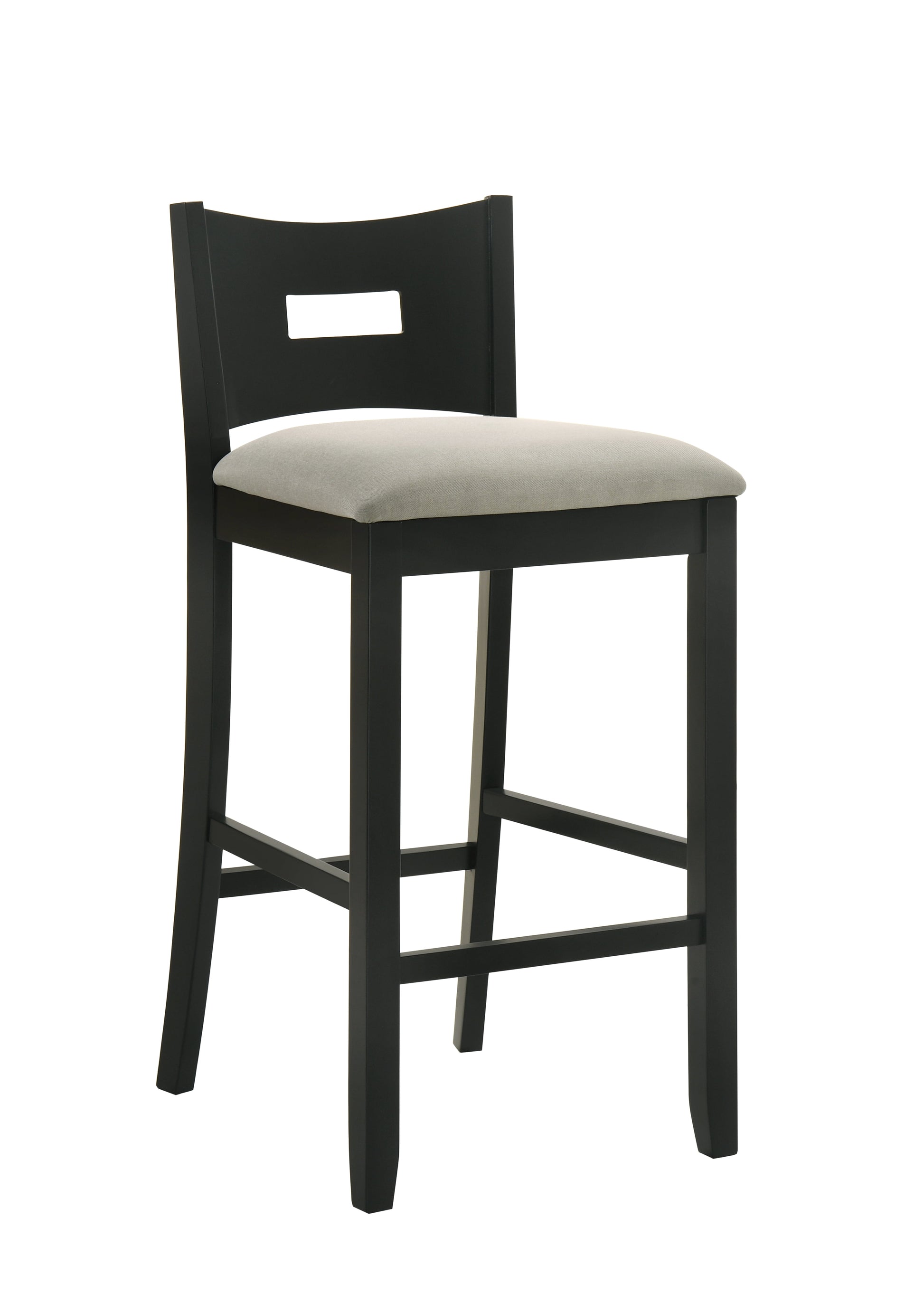 Armen living Ren 26 in. Matte Black Counter Height Rubberwood Barstool with Fog Fabric Seat