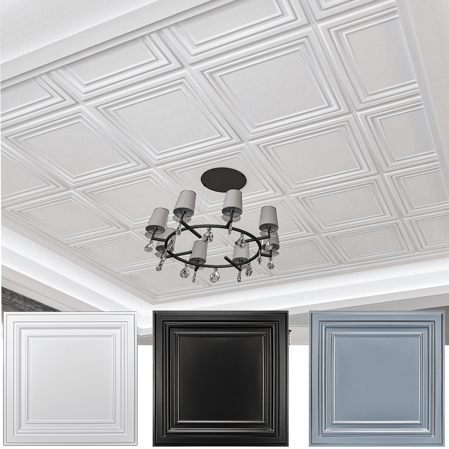 Art3d Azulejos de Techo de PVC de 12 Piezas 24"x24" con Pegamento