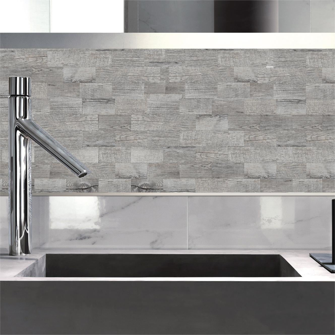 Art3d 13.5" x 11.4" Peel and Stick Backsplash Tile PVC Composite Laminate Material Tile in Suva Gray (5-Pack)