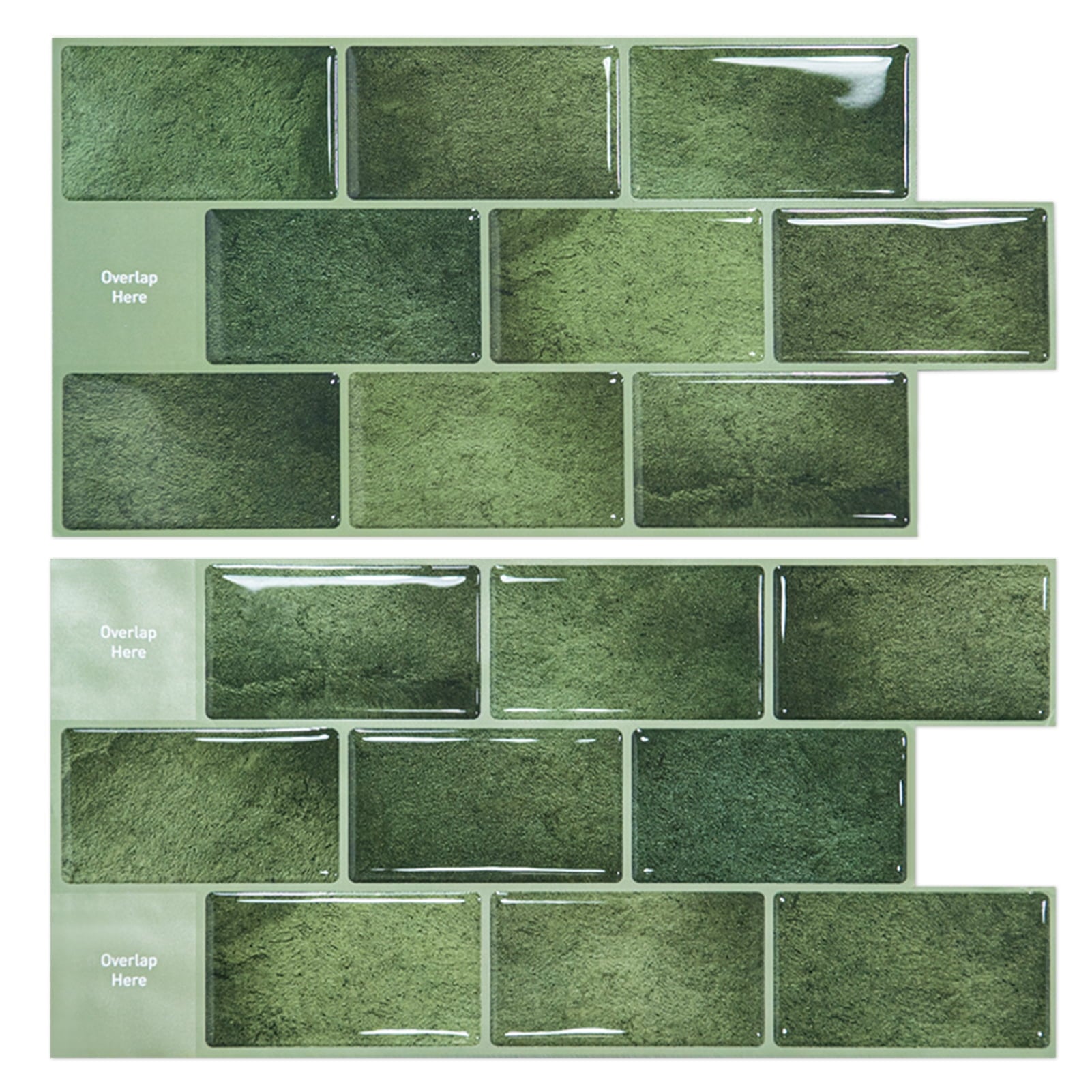 Art3d 20-Pack 12" x 6" Peel and Stick Kitchen Backsplash Tile, Vinyl Stick On Subway Tile in Green