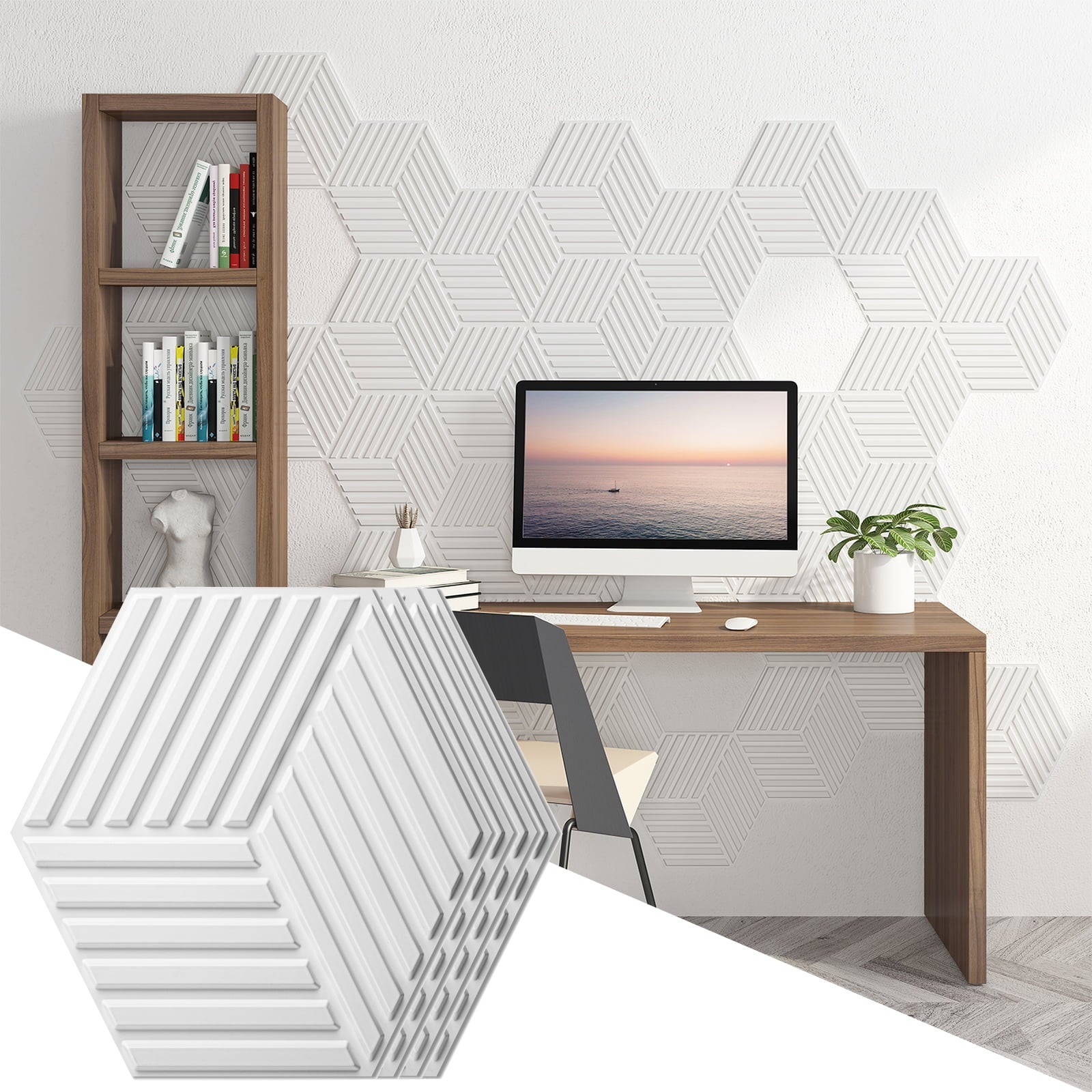 Art3d 33-Pieces 12" x 12" 3D Line Cube 3D Wall Panel,32 Sq.ft/Case