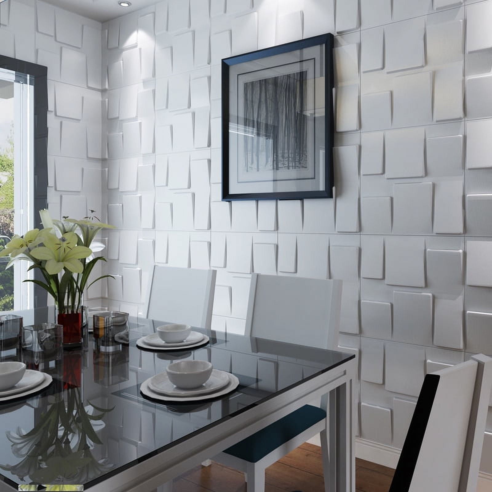 Art3d Architectural Design 19.7 in. x 19.7 in. PVC 3D Wall Panel Tile(12-Pack)