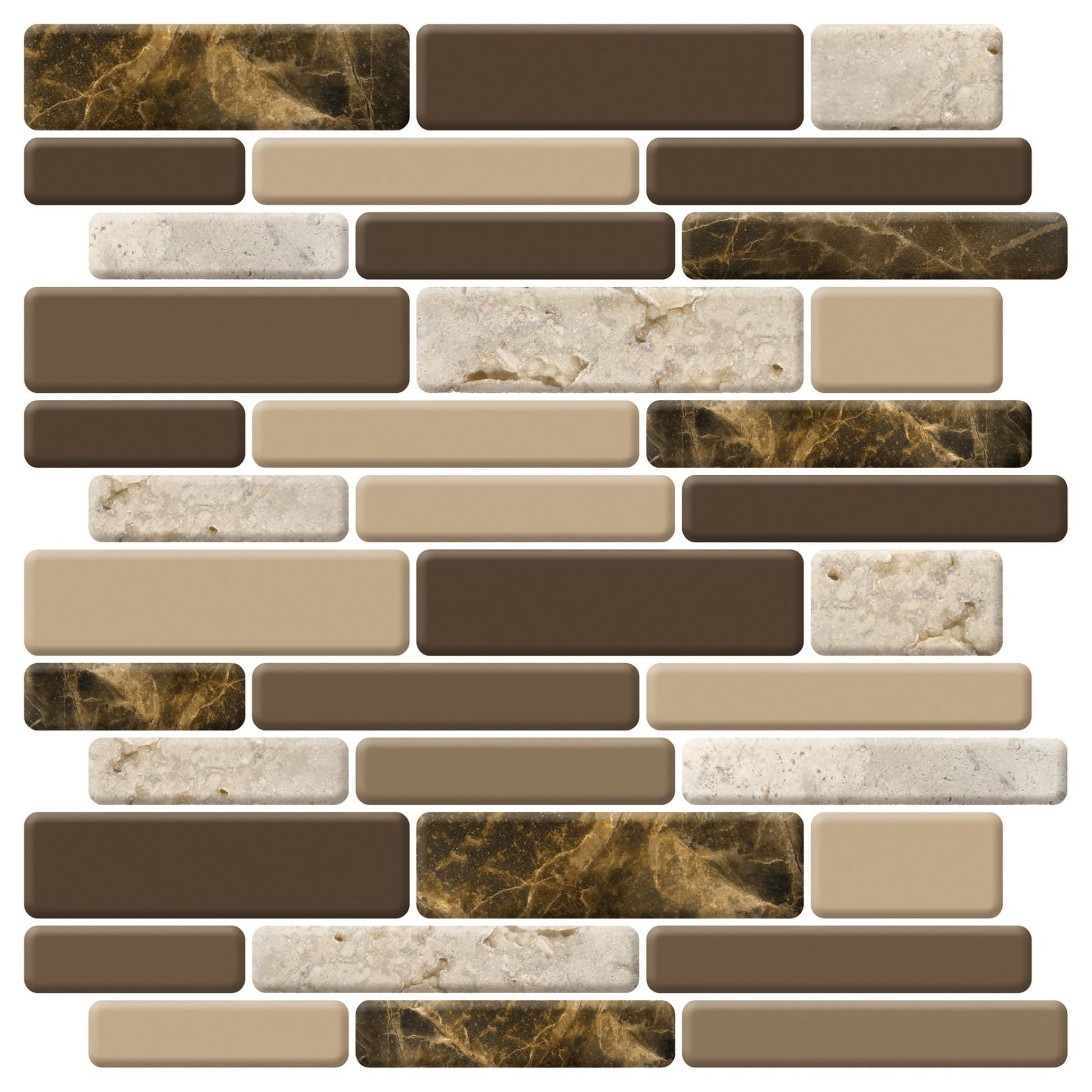 Art3d Peel and Stick Backsplash Tile Brown Marble Wall Tile 12 in. x 12 in. (10-Pack)