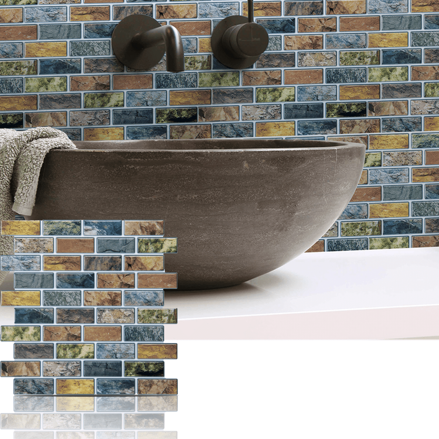 Art3d 10-Sheet Peel & Stick Kitchen Backsplash Sticker, 12" X 12" Faux Ceramic Tile Design