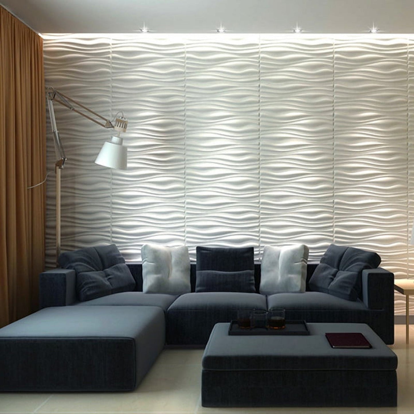 Art3d Panel de Pared 3D de Fibra Vegetal con DiseÃ±o Ondulado de 24,6 x 31,5 Pulgadas (Paquete de 6)