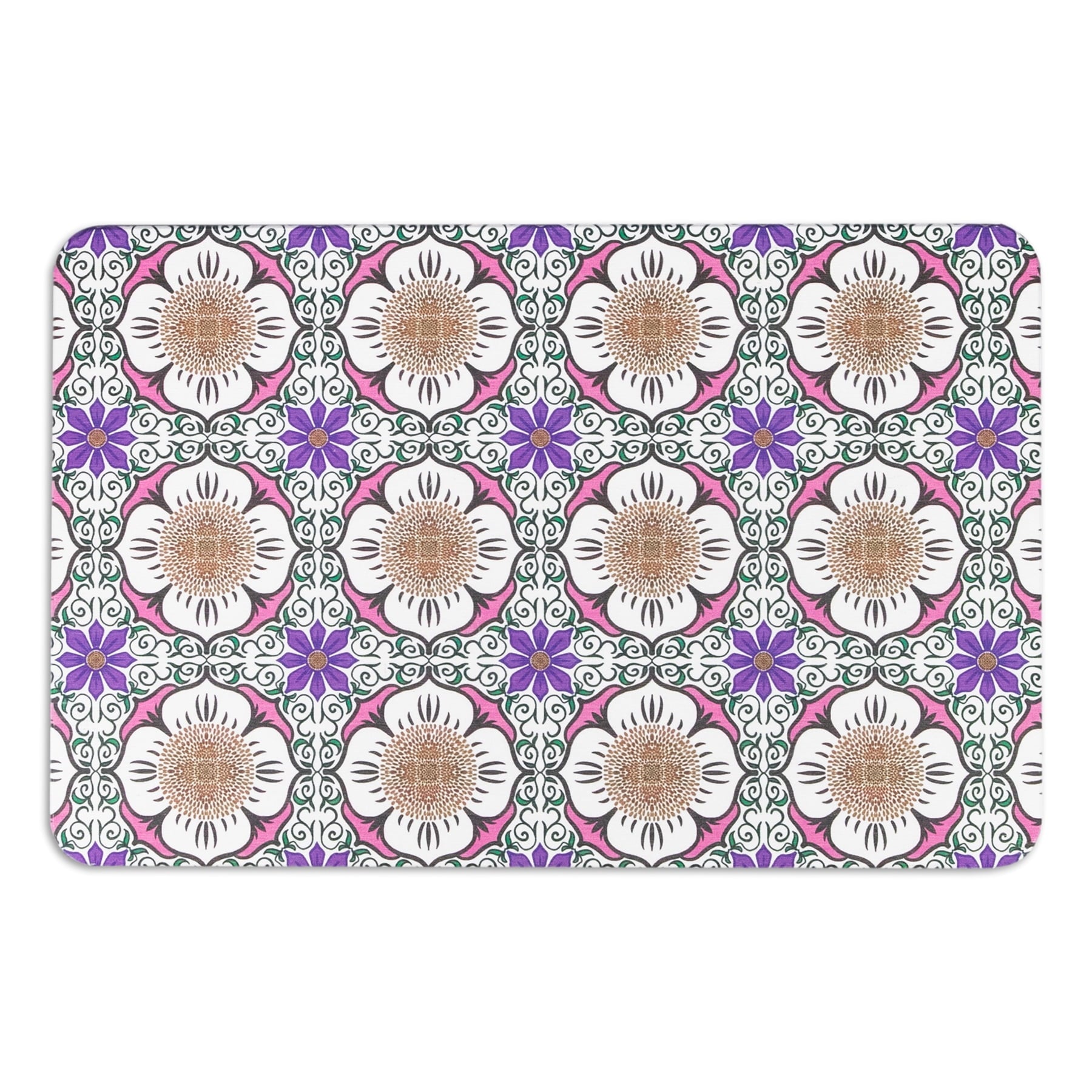 Artsy Mats Flower White Quick Dry Diatomite Non Slip Stone Bath Mat- 1 Count