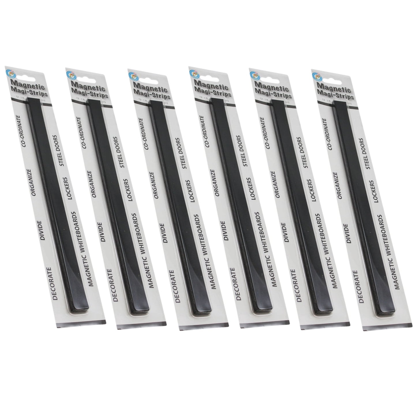 Ashley Productions Magnetic Magi-Strips, Black, 12 Feet Per Pack, 6 Packs