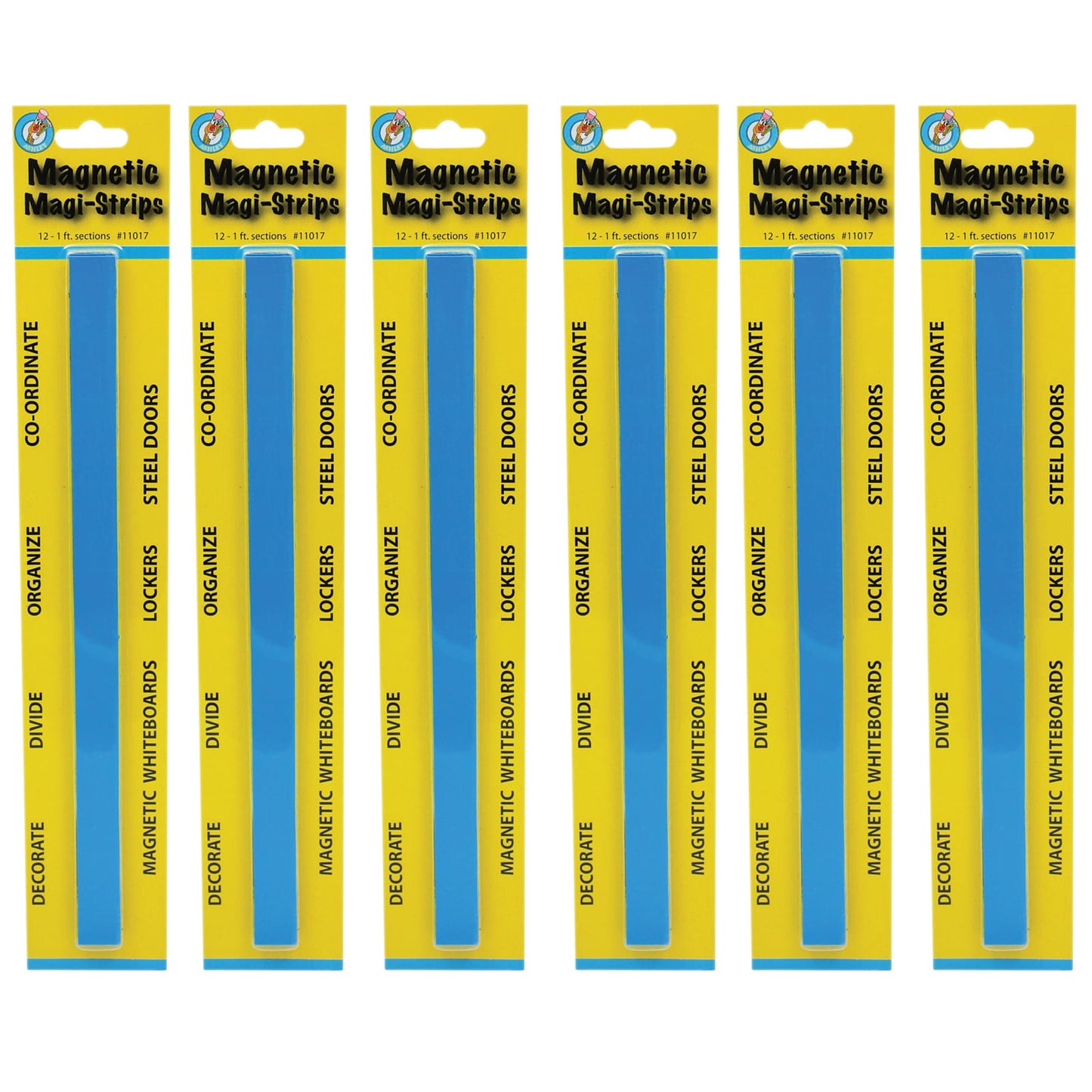 Ashley Productions Magnetic Magi-Strips, Blue, 12 Feet Per Pack, 6 Packs