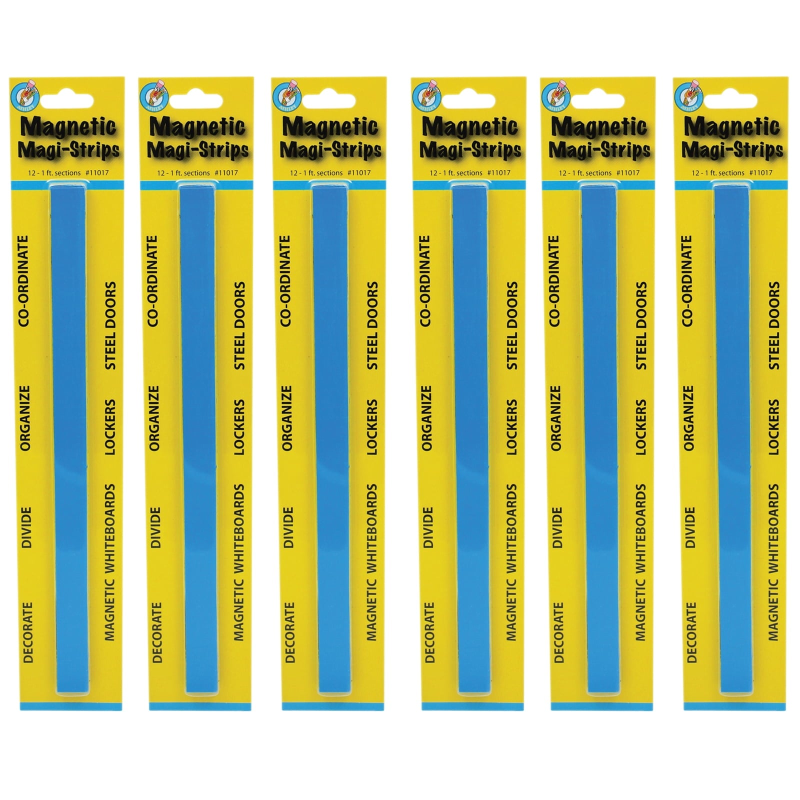 Ashley Productions Magnetic Magi-Strips, Blue, 12 Feet Per Pack, 6 Packs