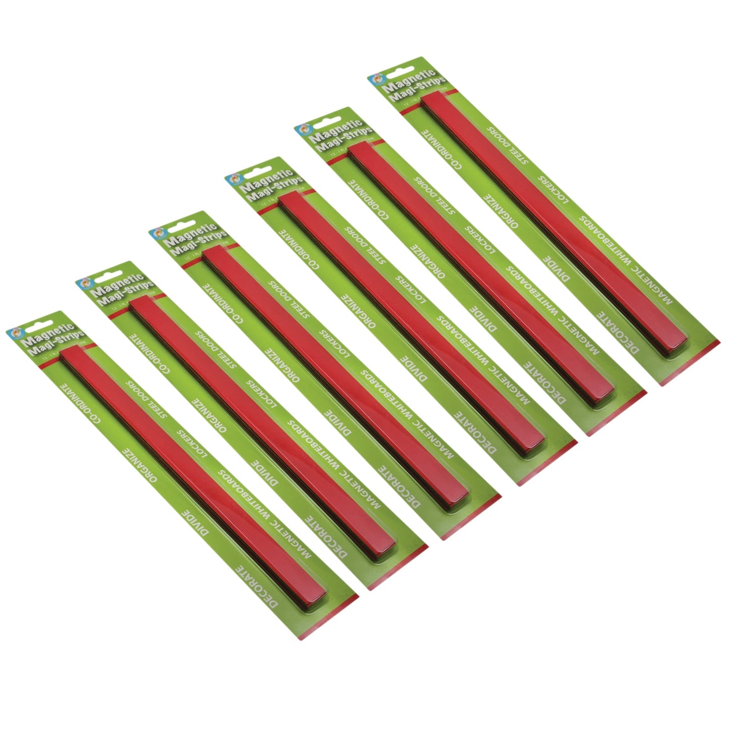 Ashley Productions Magnetic Magi-Strips, Red, 12 Feet Per Pack, 6 Packs