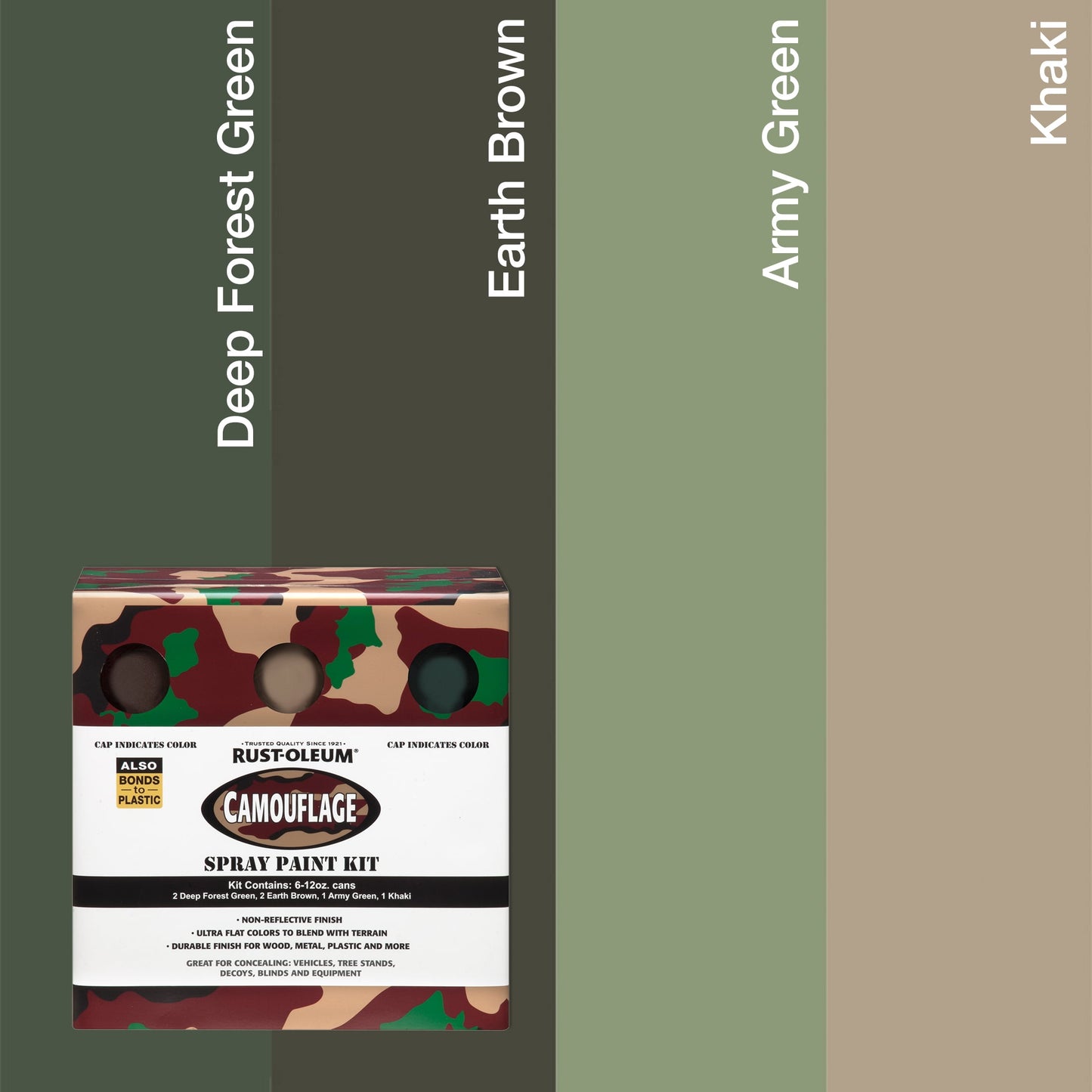 Assortment, Rust-Oleum Specialty Camouflage Spray Paint- 12 oz, 1 Pack (6 Cans)