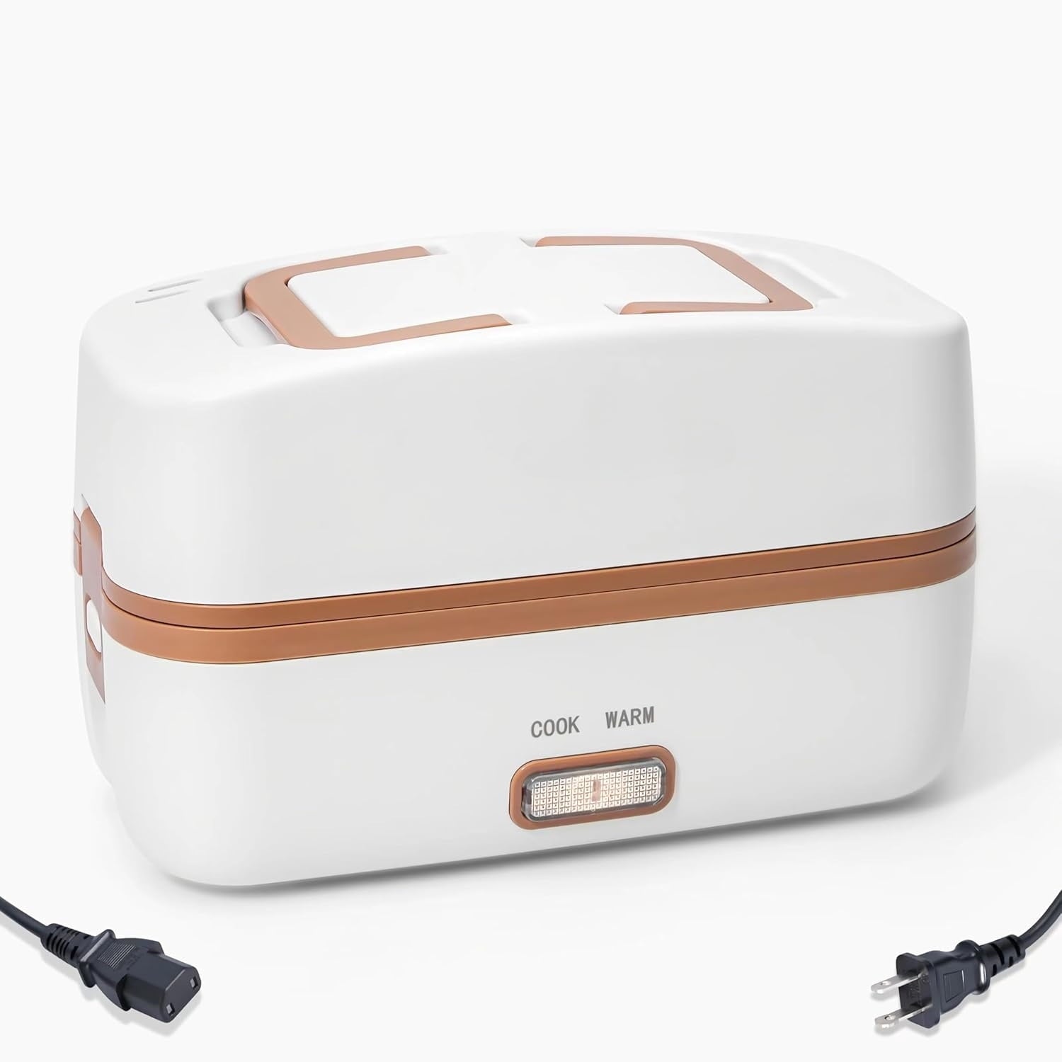 AsterOutdoor Electric Lunch Box Food Heater, 1000mL Portable Food Warmer, 304 Stainless Steel, 270W Heating Container for Work, Travel, Outdoor (Brown)