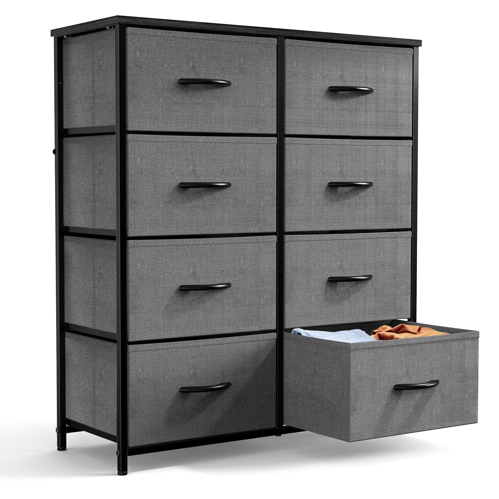Aukfa 8 Drawer Dresser,Tall Fabric Dresser & Chest of Drawers for Bedroom,Metal Frame,Gray