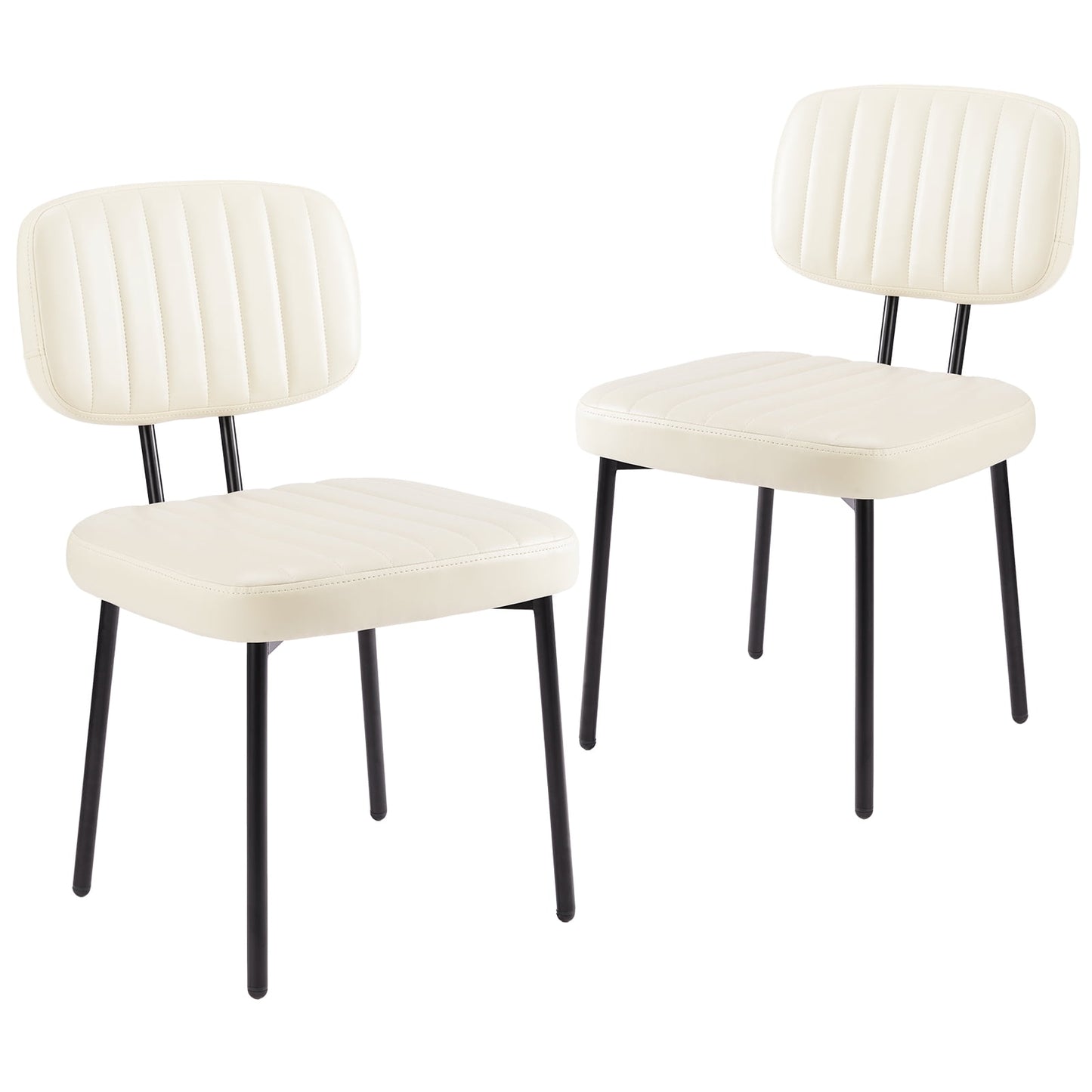 Aukfa Modern Kitchen Dining Chairs Set of 2 with Faux Leather Cushion, White
