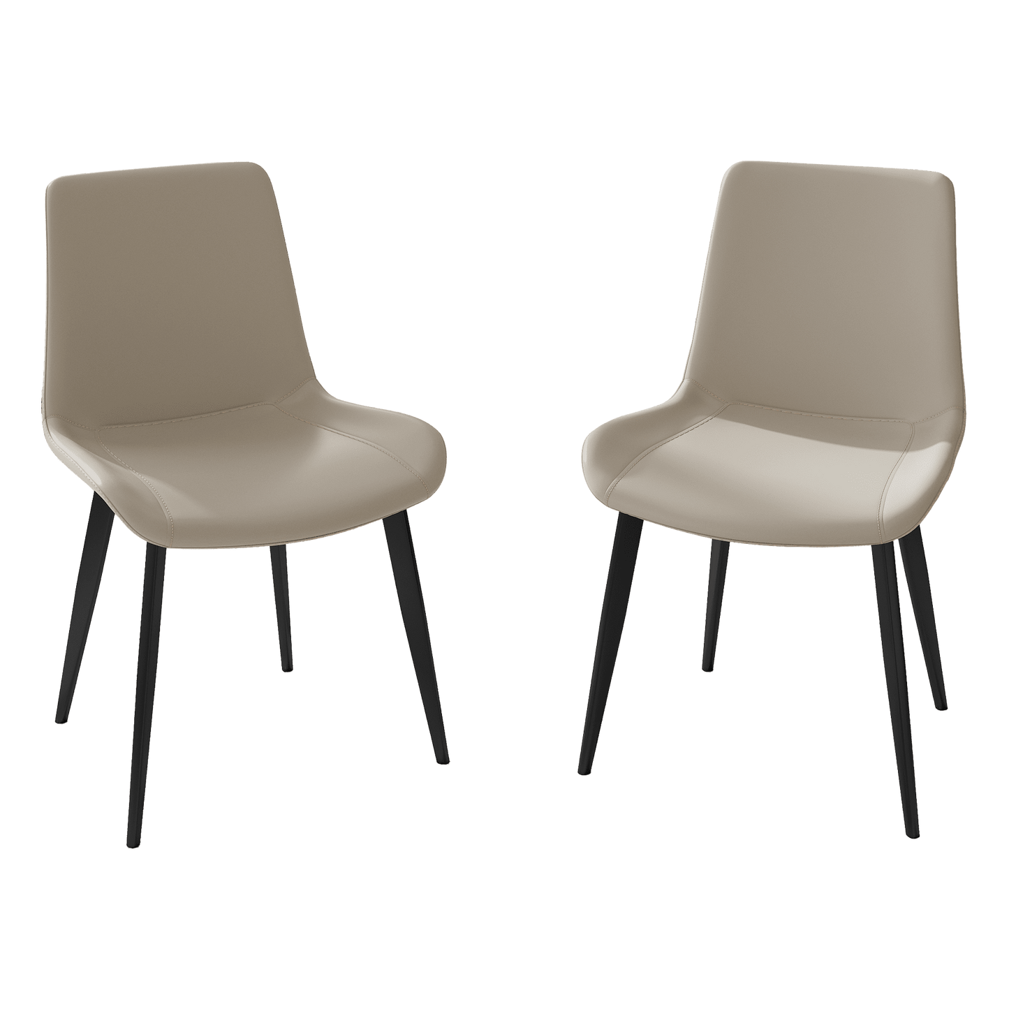 Aukfa Set of 2 Faux Leather Dining Chairs with Metal Legs, Modern Upholstered Kitchen Side Chairs for Home Kitchen,Cream