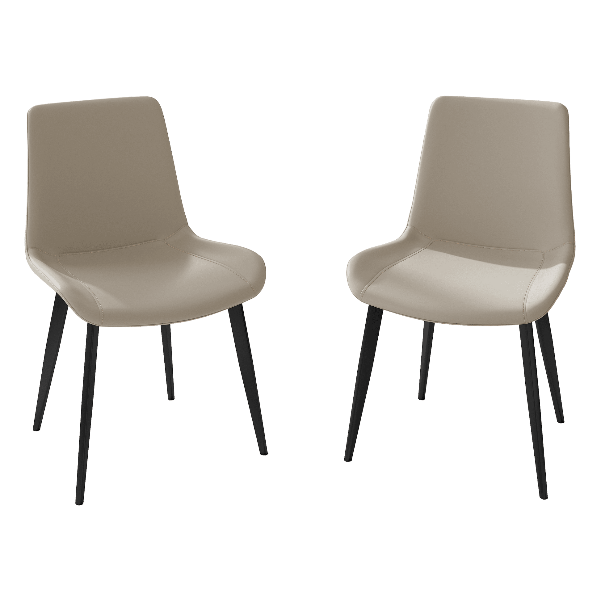 Aukfa Set of 2 Faux Leather Dining Chairs with Metal Legs, Modern Upholstered Kitchen Side Chairs for Home Kitchen,Cream