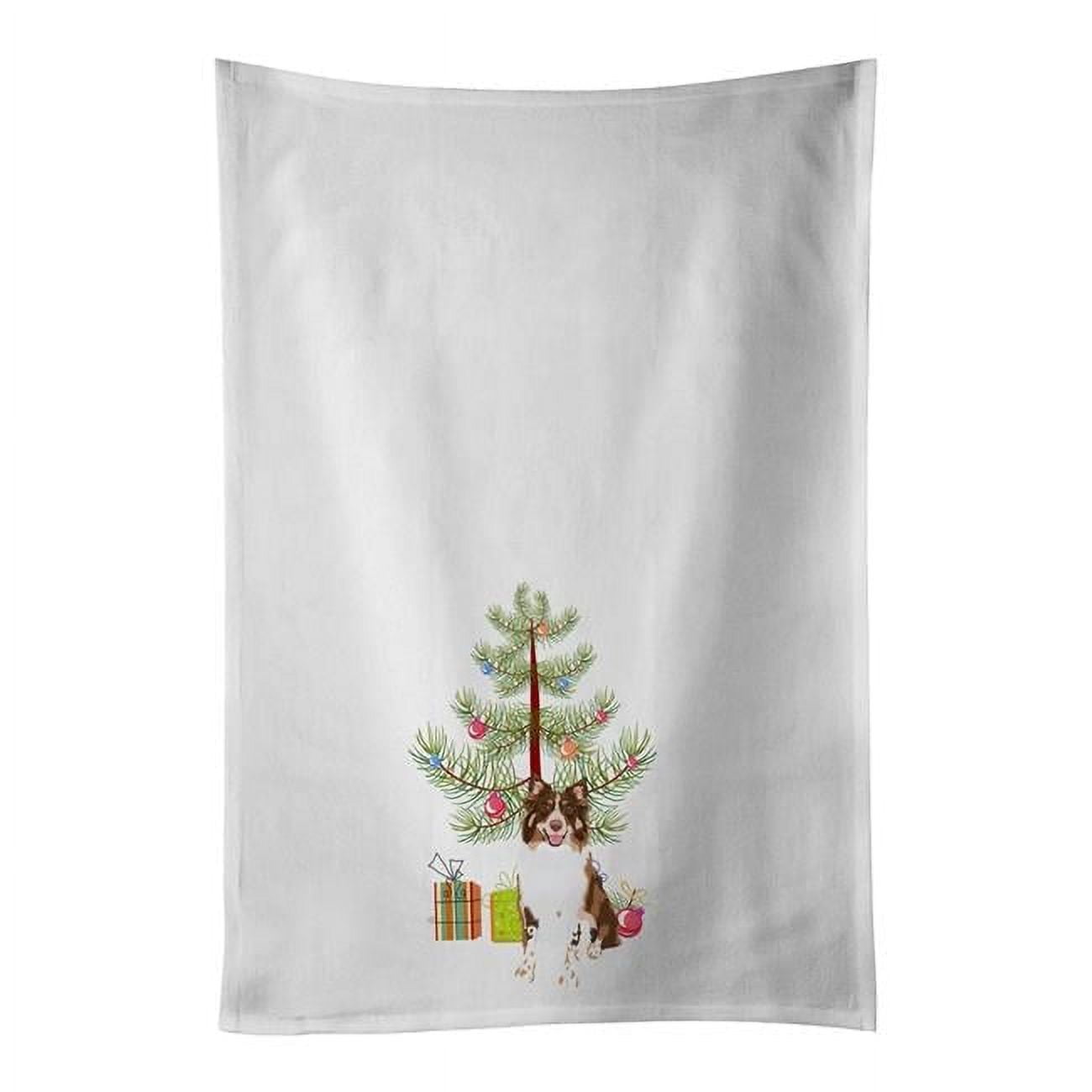 Australian Shepherd Red Tricolor #2 Christmas White Kitchen Towel Set of 2 19 in x 28 in