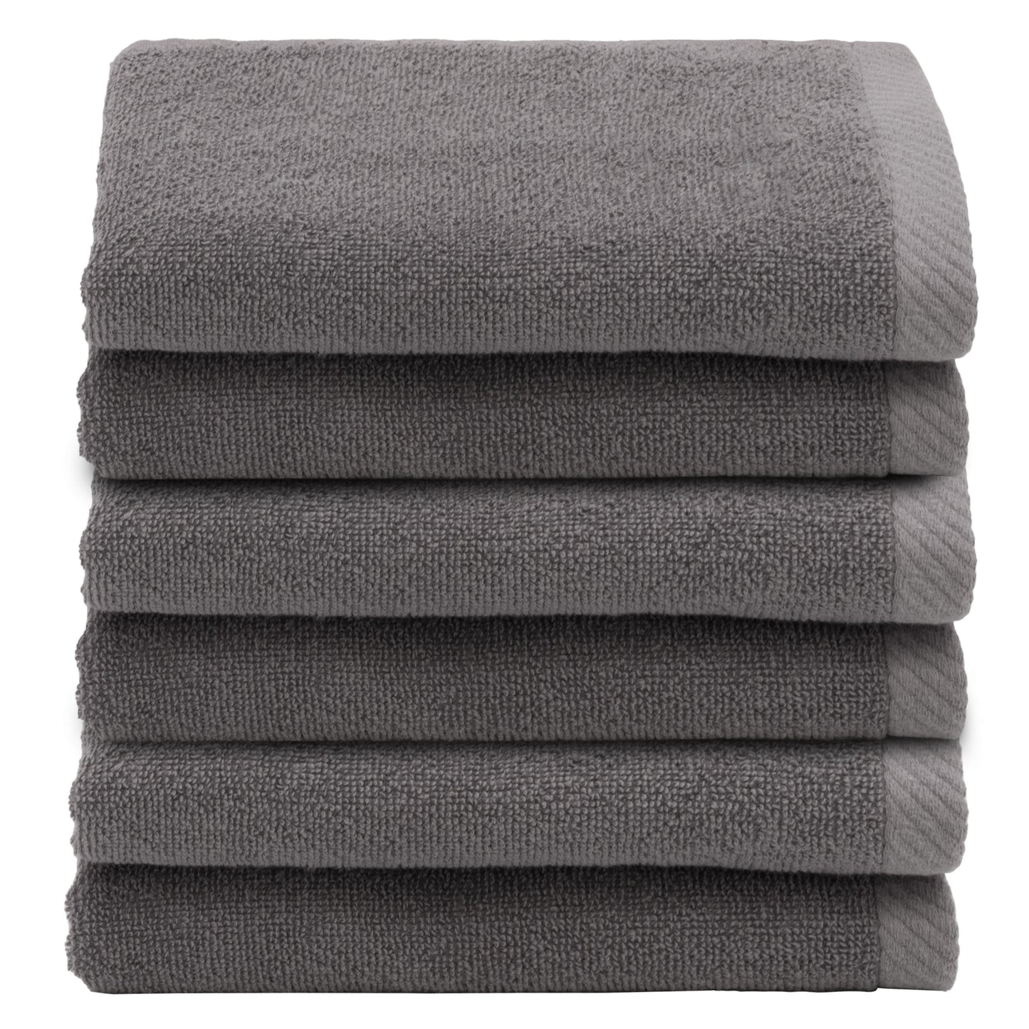 Authentic Hotel and Spa  100% Turkish Cotton Ediree Fingertip Towels - Set of 6 Charcoal
