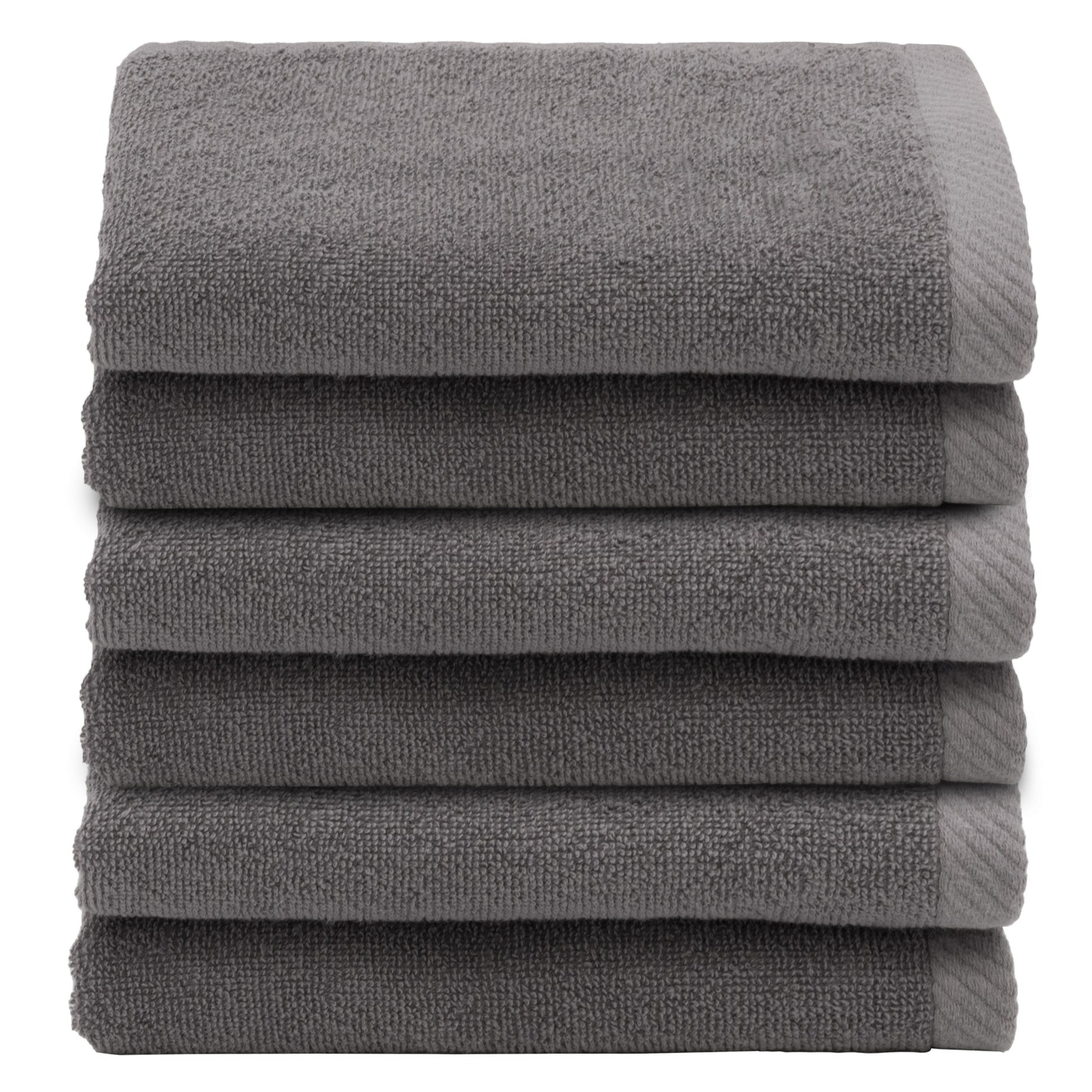 Authentic Hotel and Spa  100% Turkish Cotton Ediree Fingertip Towels - Set of 6 Charcoal