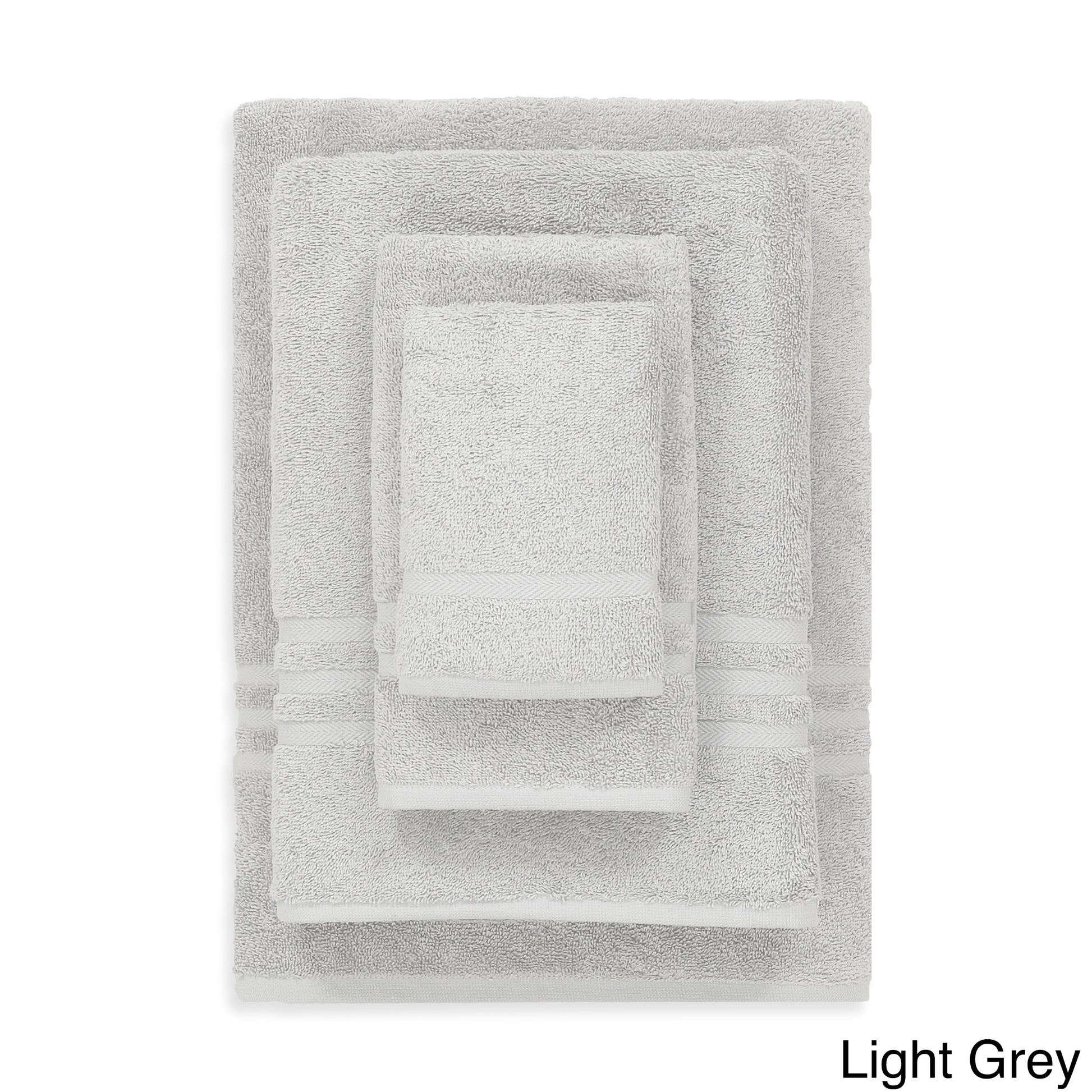 Authentic Hotel and Spa  Omni Turkish Cotton 4-piece Terry Bath Towel Set Light Grey