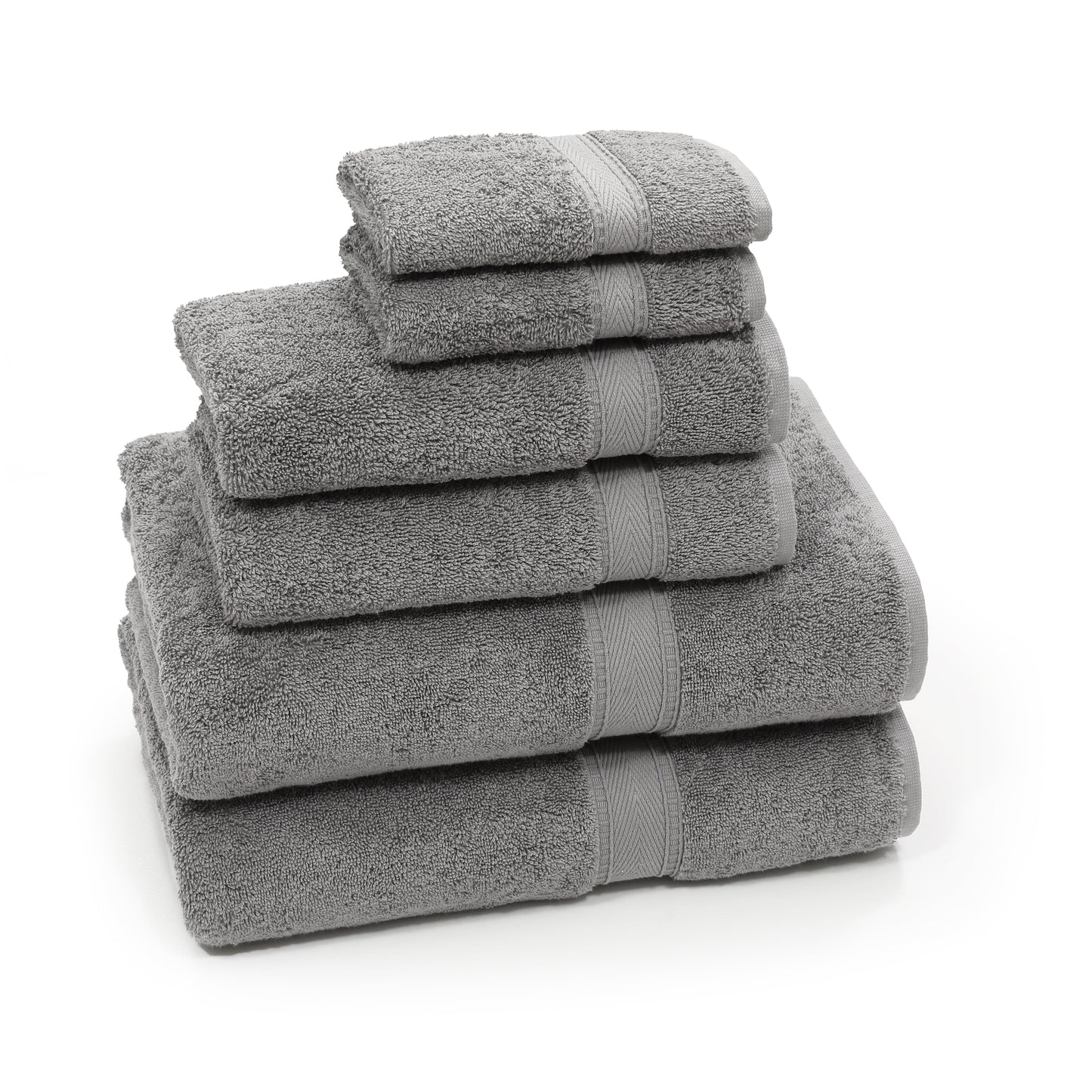 Authentic Hotel and Spa  Turkish Cotton 6-piece Towel Set DARK GREY