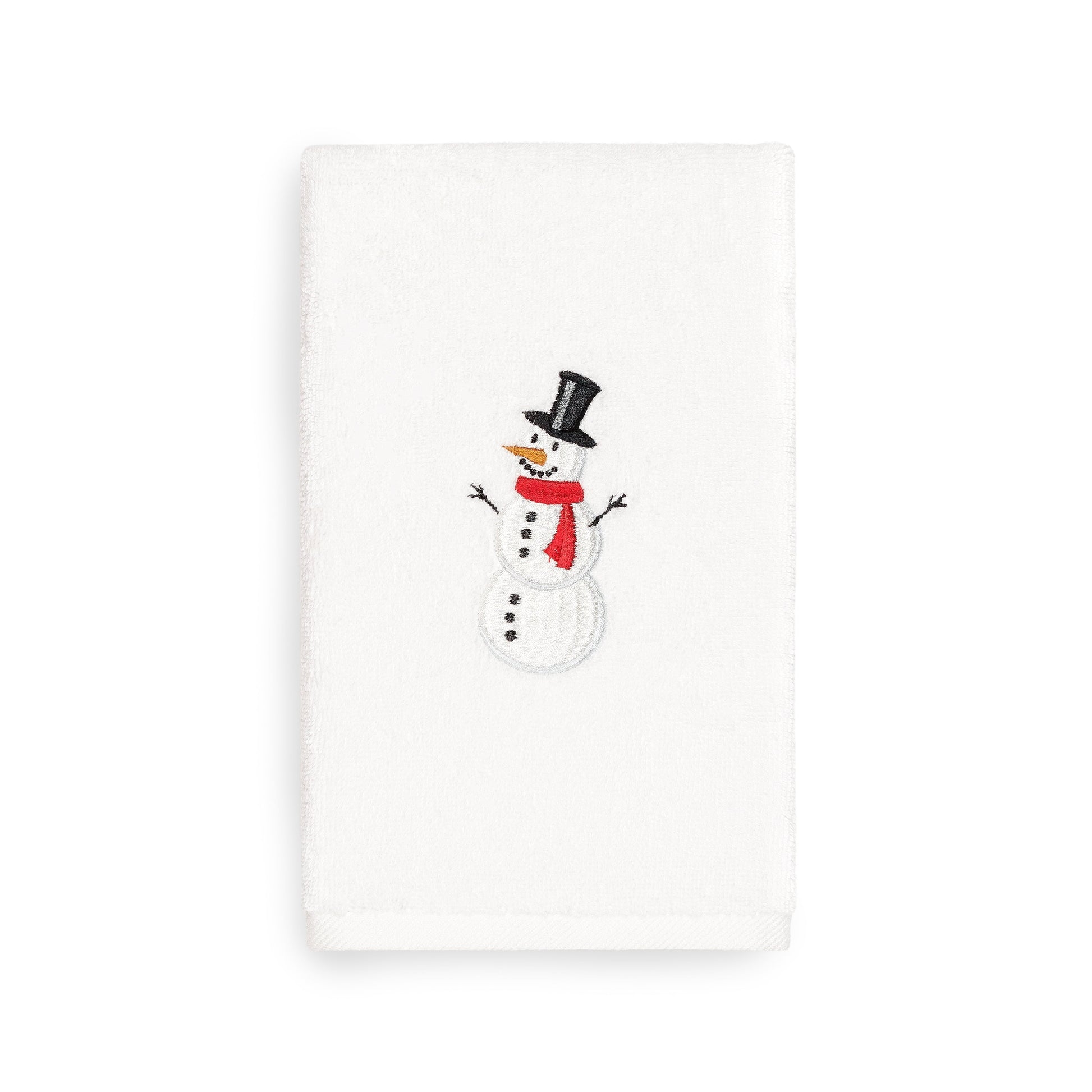 Linum Home Textiles SP00-1HT-SNOWMAN Snowman Embroidered Luxury 100 Percent Turkish Cotton Hand Towel, White