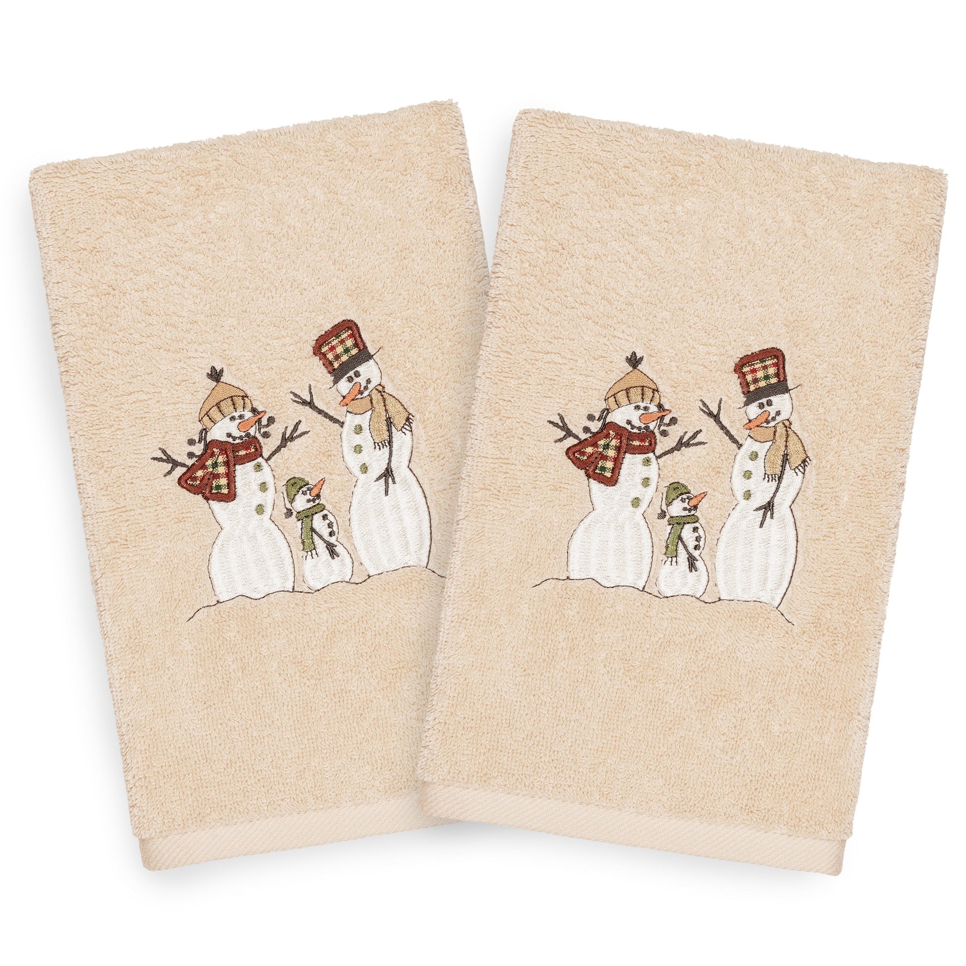 Authentic Hotel and Spa  Turkish Cotton Snowmen Beige Set of 2 Hand Towels
