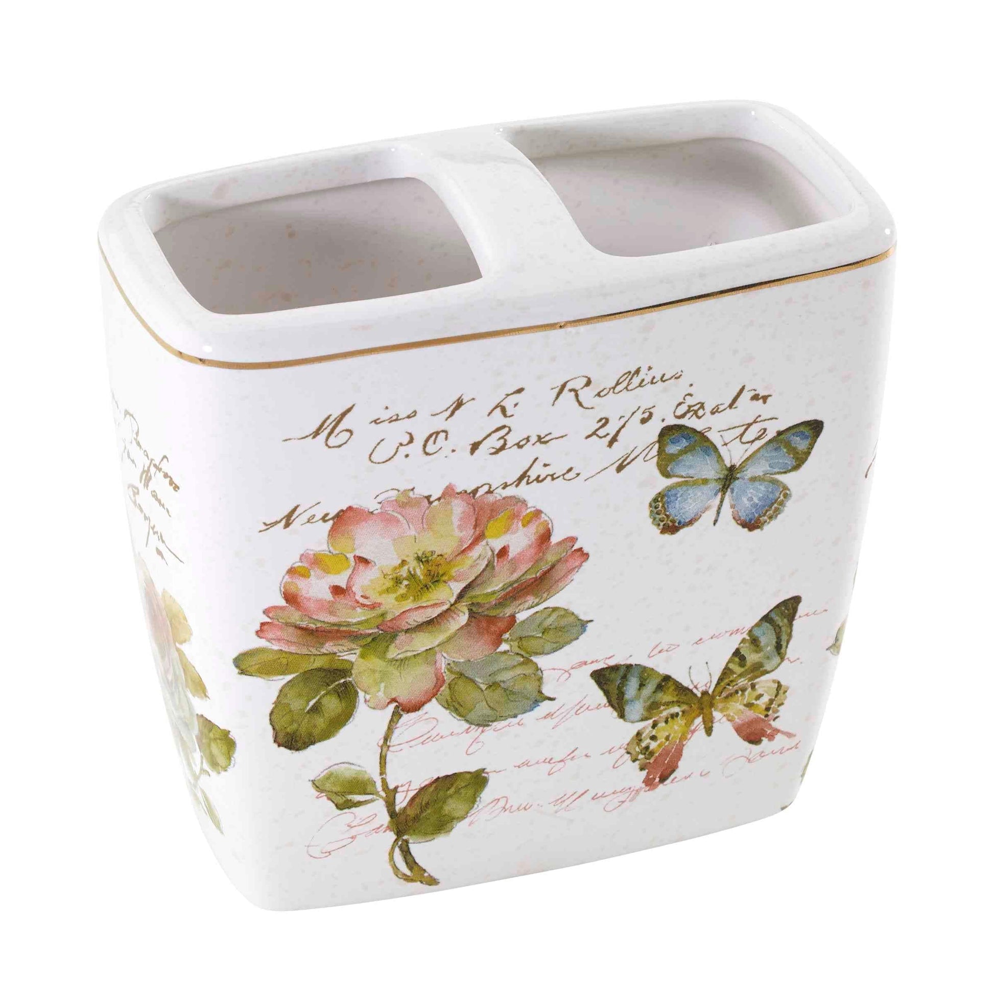 Avanti Linens Avanti Butterfly Garden Toothbrush - White - Toothbrush Holder