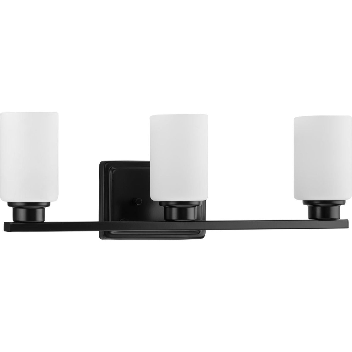 Avec Zachary Collection Estilo Granja 3-luz Negro Mate Vanity Luz con Persianas de Vidrio Blancas