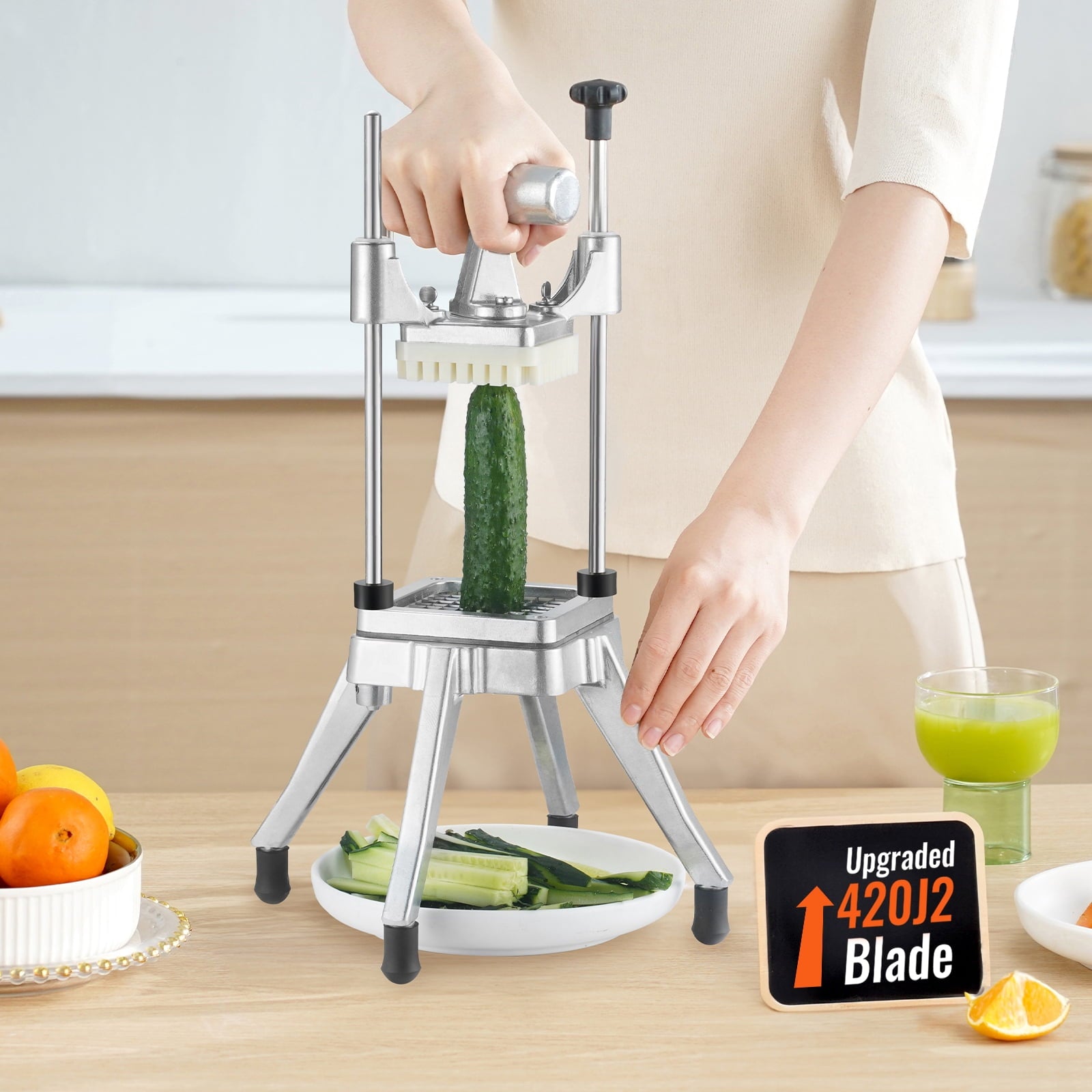 BENTISM 1/4'' Vegetable Dicer Commercial Fruit Slicer Chopper French Fry Cutter