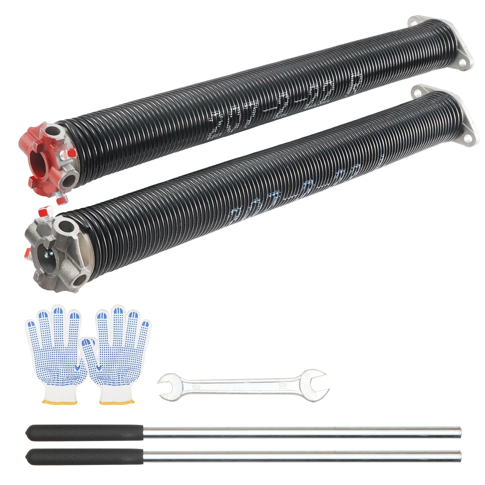 BENTISM Garage Door Torsion Springs Pair of 0.207" x 2" x 22" with Non-Slip Winding Bars, Garage Door Springs, 16000 Cycles Gloves and Mounting Wrench, Electrophoresis Coated for Replacement