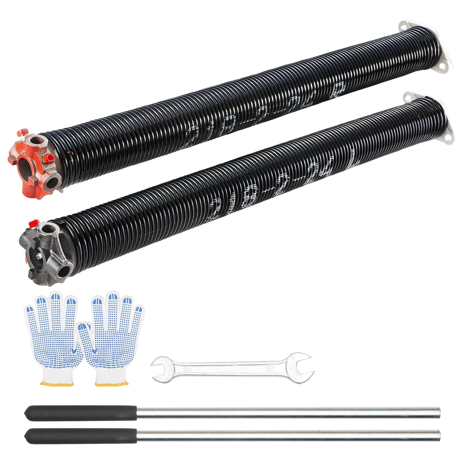 BENTISM Garage Door Torsion Springs Pair of 0.218" x 2" x 24" with Non-Slip Winding Bars, Garage Door Springs, 16000 Cycles Gloves and Mounting Wrench, Electrophoresis Coated for Replacement