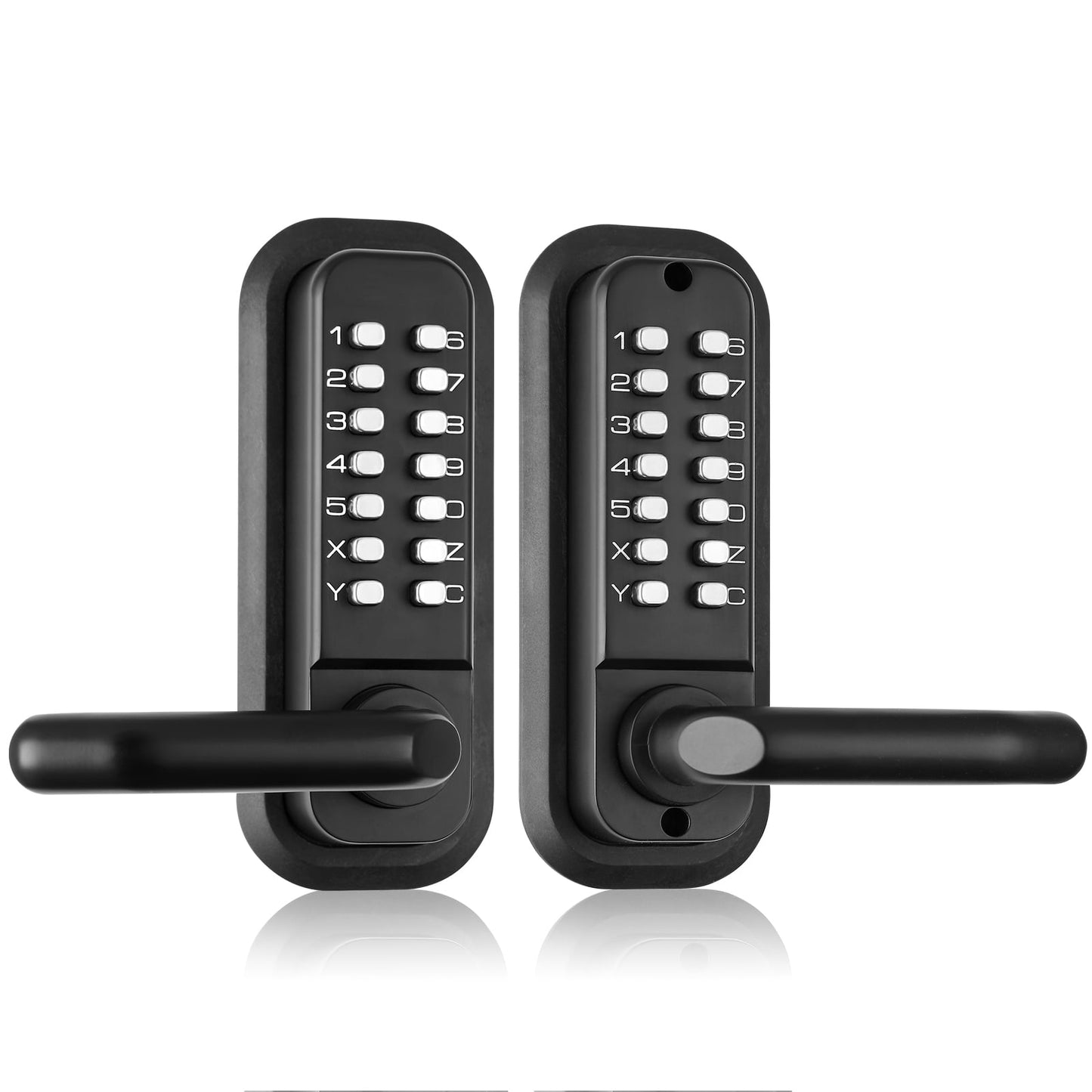 BENTISM Mechanical Keyless Entry Door Lock with Handle, Water-proof Zinc Alloy, Double-sided Embedded Outdoor Gate Door Locks Set, Code Door Locks with 14 Digit Keypad, Waterproof Digital