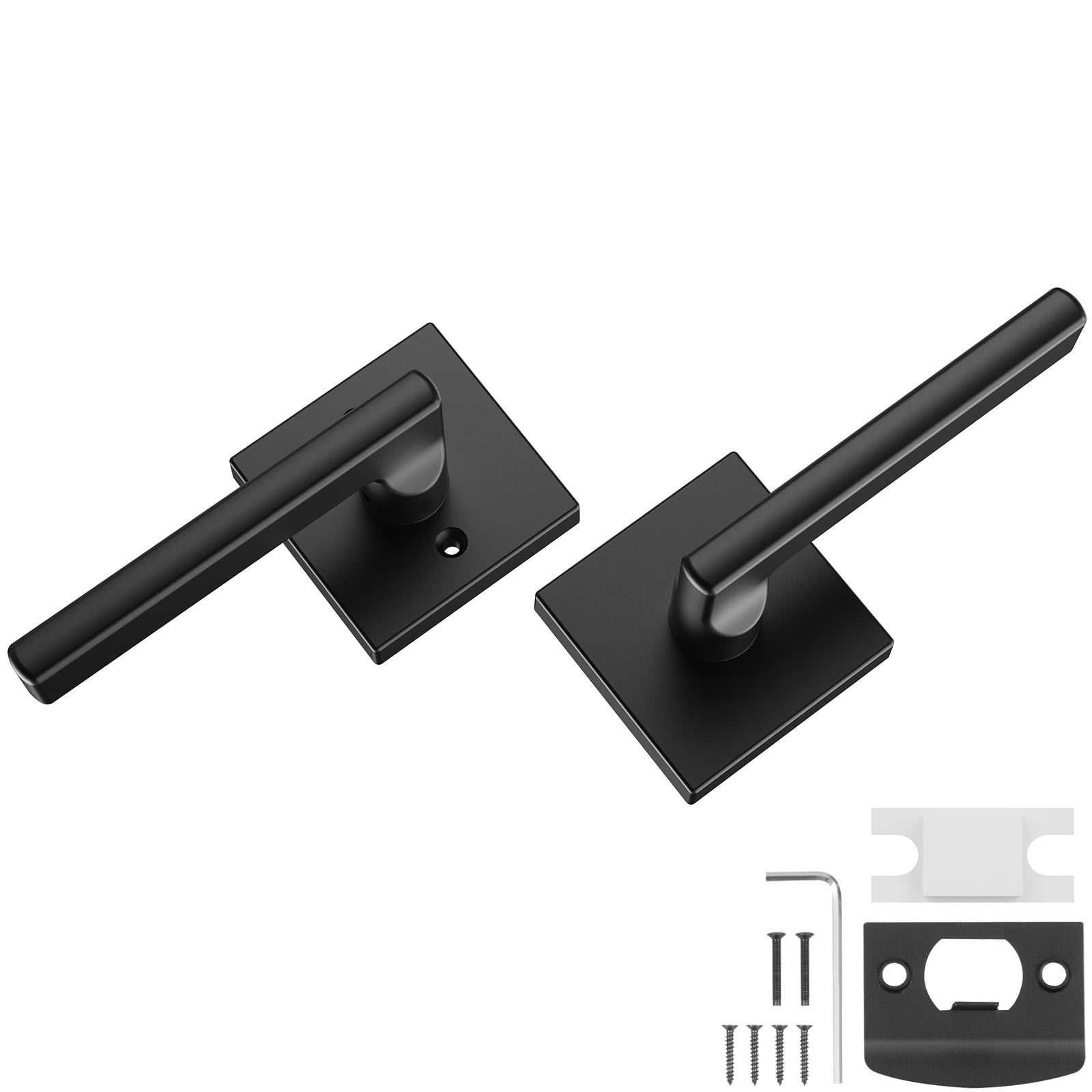 VEVOR Passage Door Lever Handle, 1 Pack Matte Black Door Lever, Square Heavy Duty Interior Keyless Door Handles, Reversible for Left Right Sided Doors for Hallways, Closets, Meeting Spaces