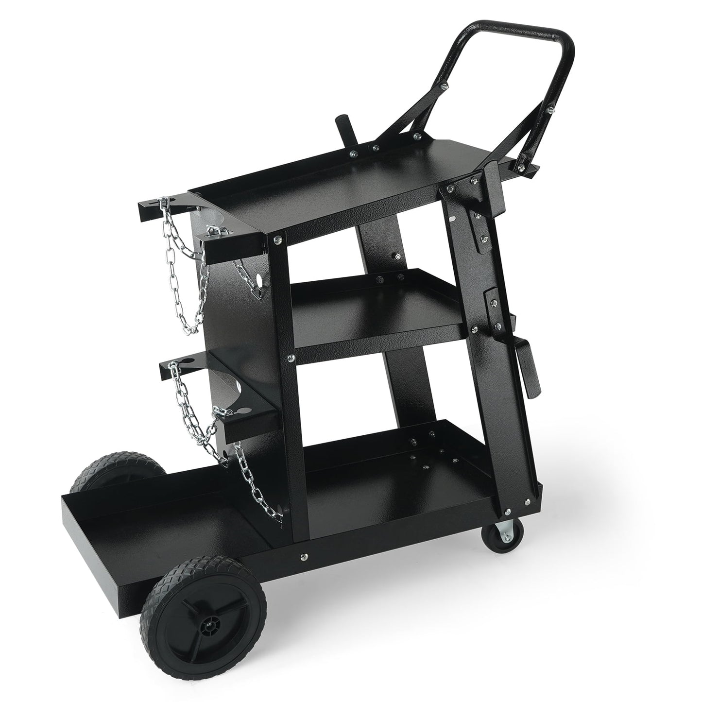 BENTISM Welding Cart, 3-Tier Welder Cart Heavy Duty with 400Lbs Static Weight Capacity, 360Â° Swivel Wheels, Tank Storage Safety Chains, Rolling MIG Welder Cart for TIG, ARC, MMA Welding Machine