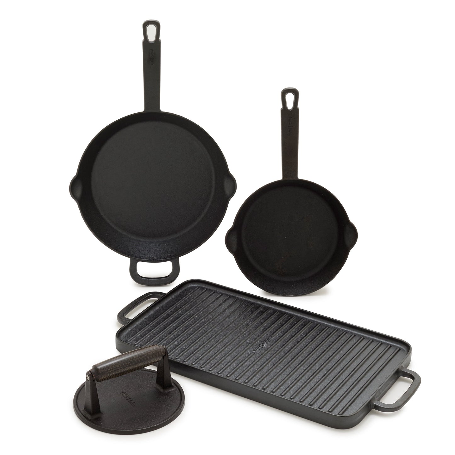 Bobby Flay by GreenPan â€“ 4-Piece Pre-Seasoned Cast Iron Skillet Cookware Set, Black