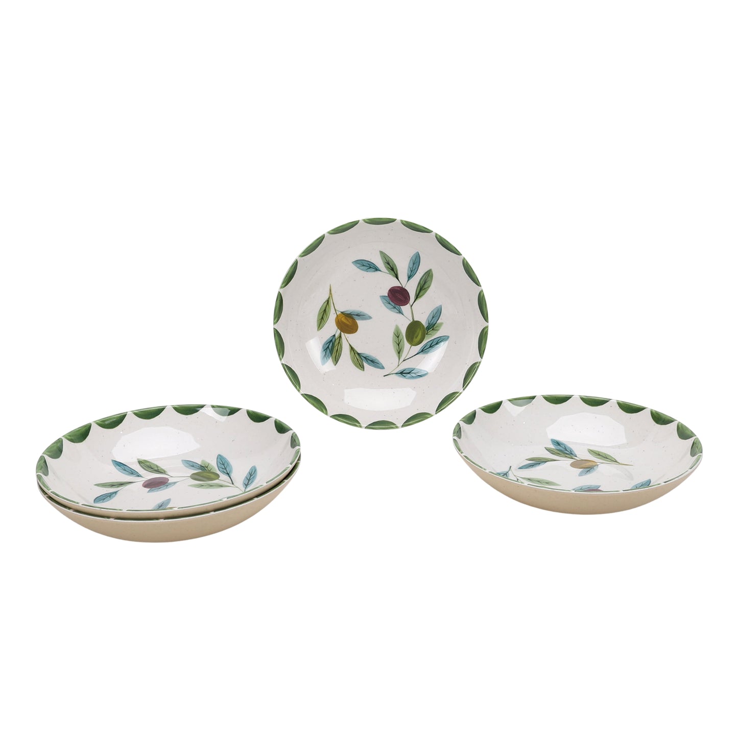 Better Homes & Gardens Floral Green Dinner Bowl Set, 4-Pack