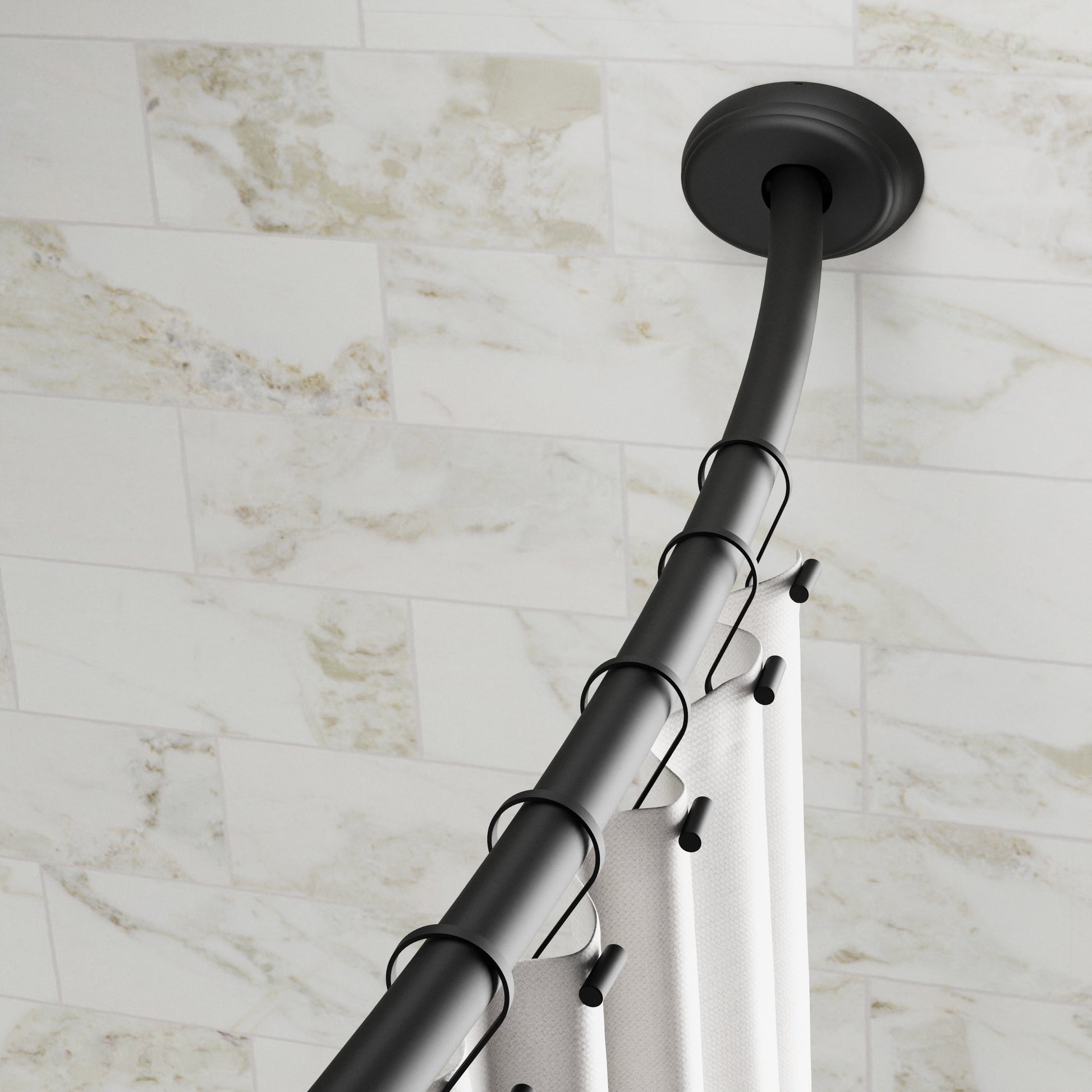 Better Homes & Gardens 50â€ to 72â€ Adjustable Tension or Wall-Mount Curved Shower Curtain Rod, Black
